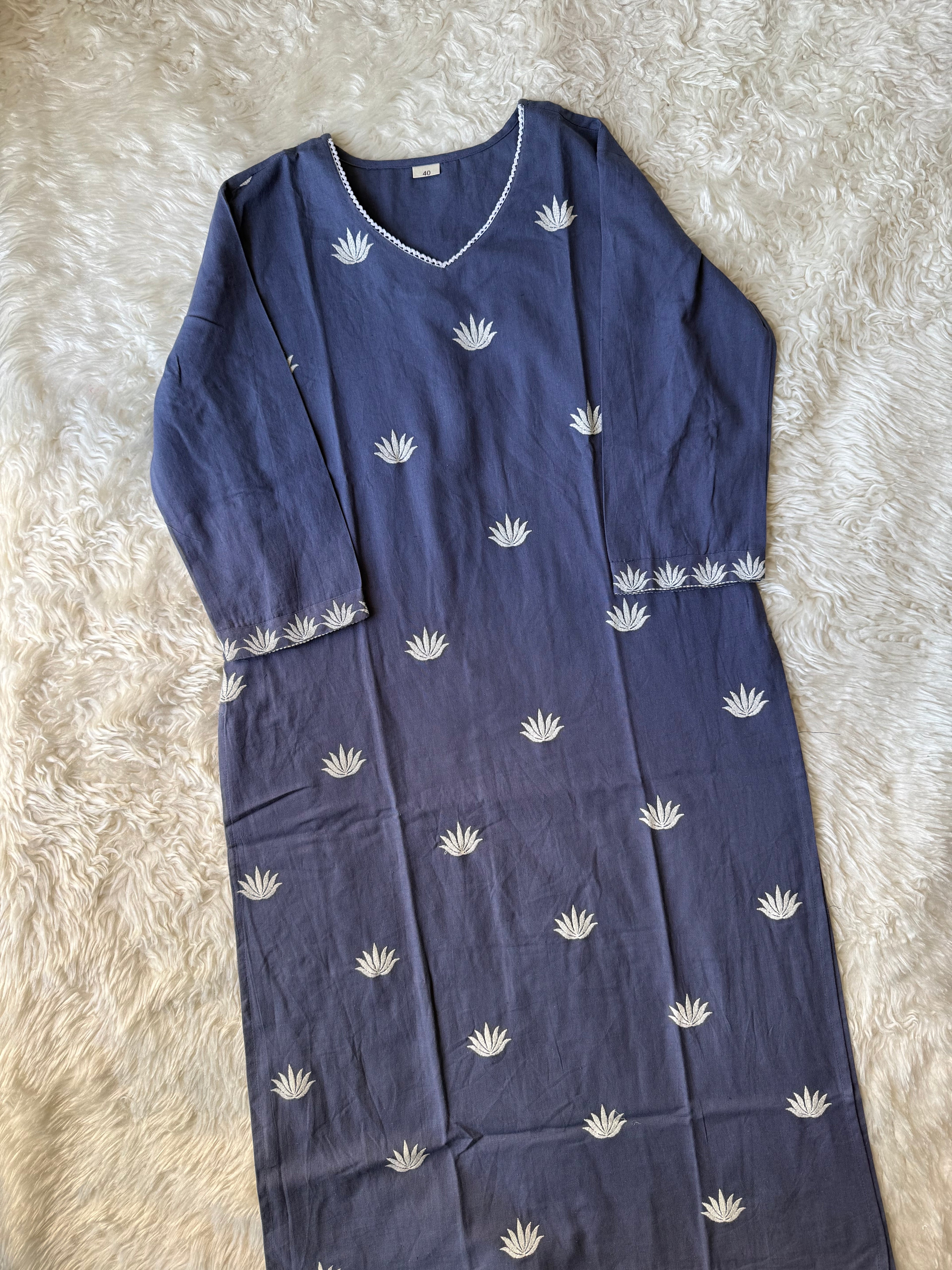 Khadi Cotton Kurti Pant Dupatta Set