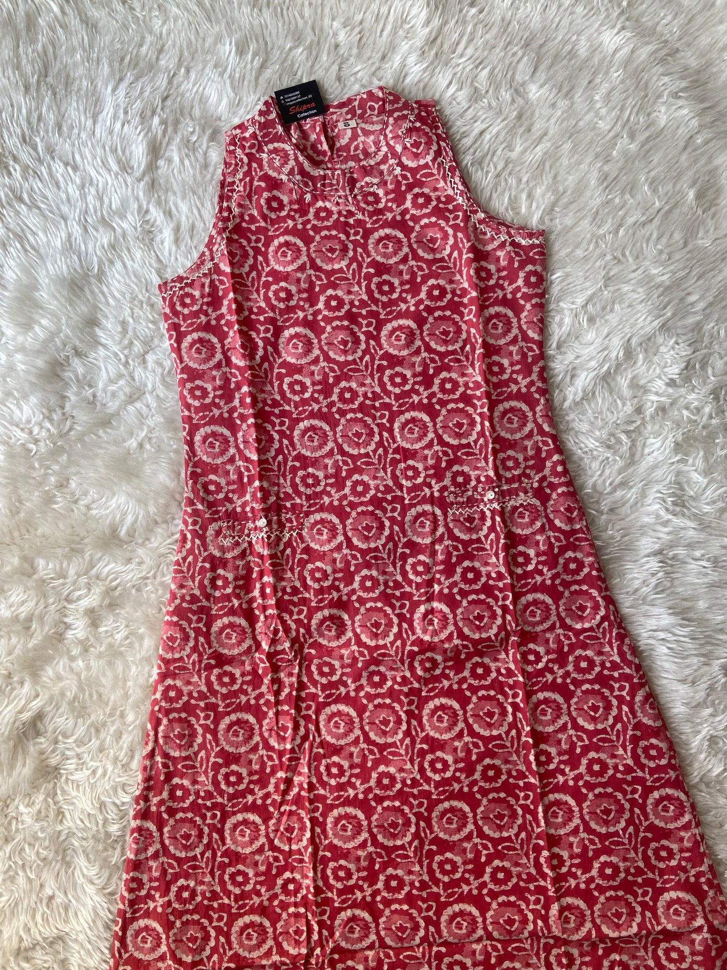Pure Cotton Sleeveless Kurti Pant Set