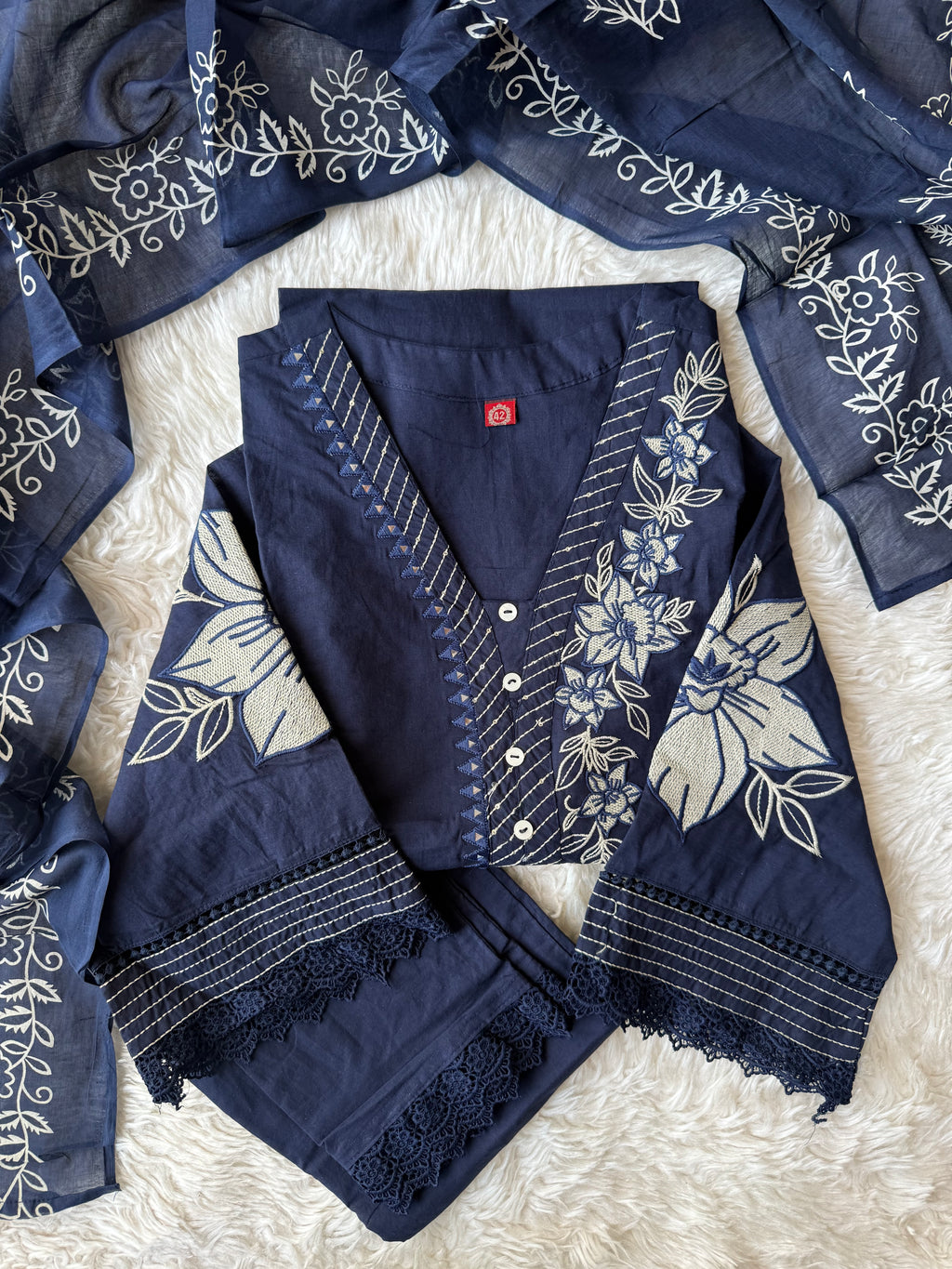 Pure Cotton Kurti Pant Dupatta Set