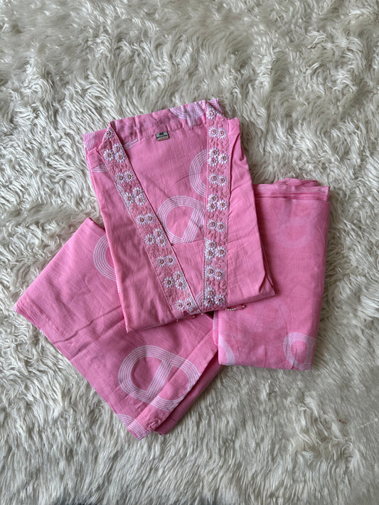 Mul Cotton FLARE Kurti Plazo Dupatta Set
