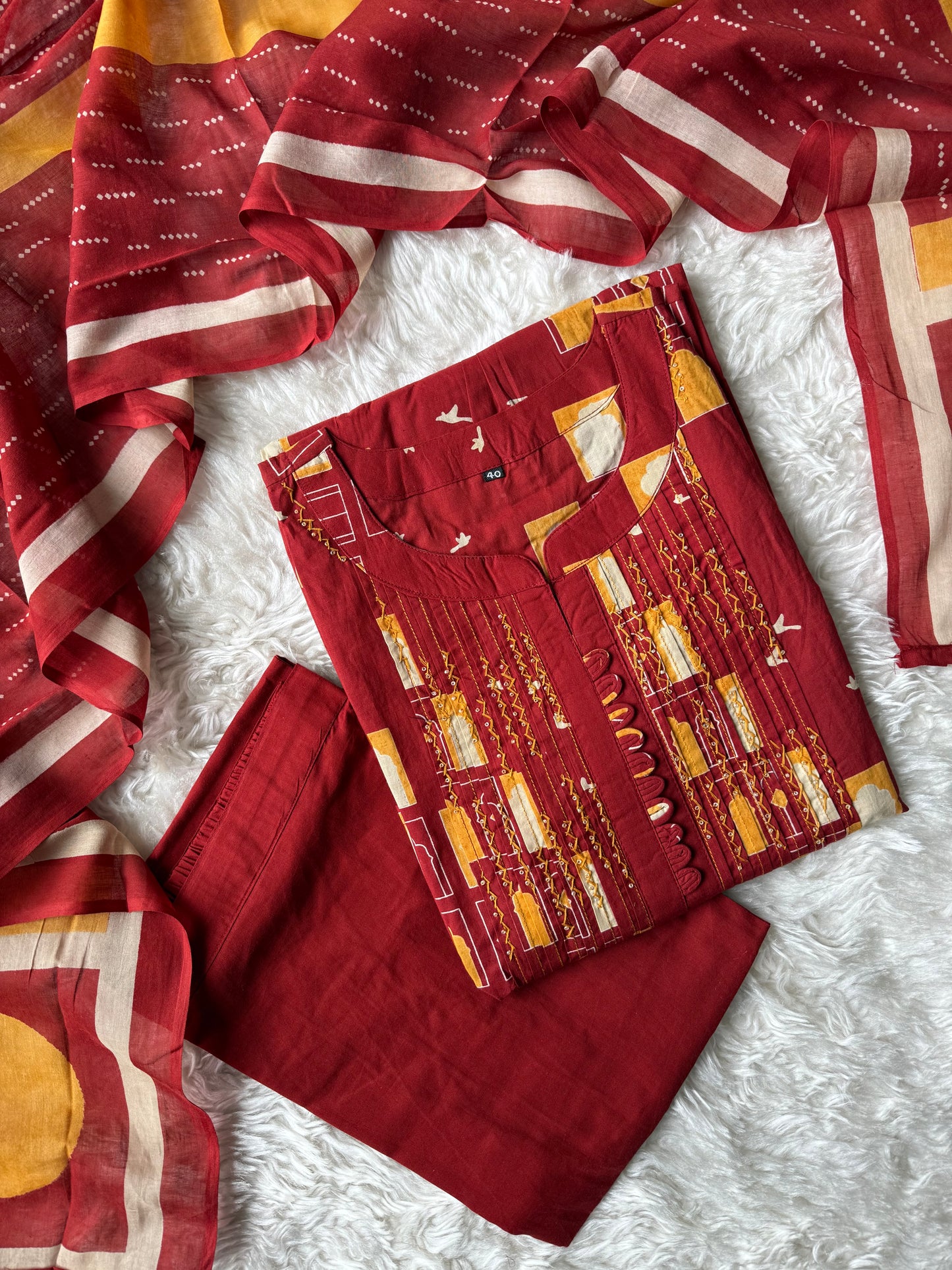 Premium Cotton Kurti Pant Dupatta Set