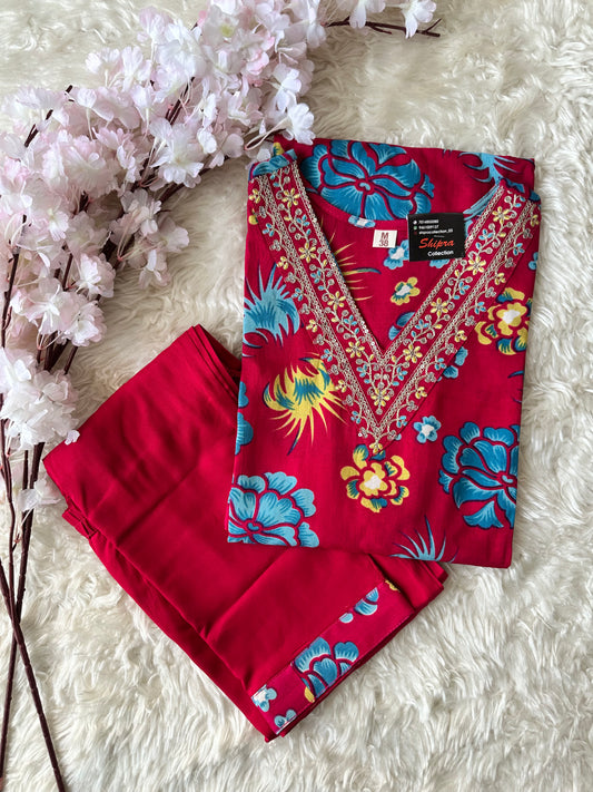 Rayon Kurti Pant Set