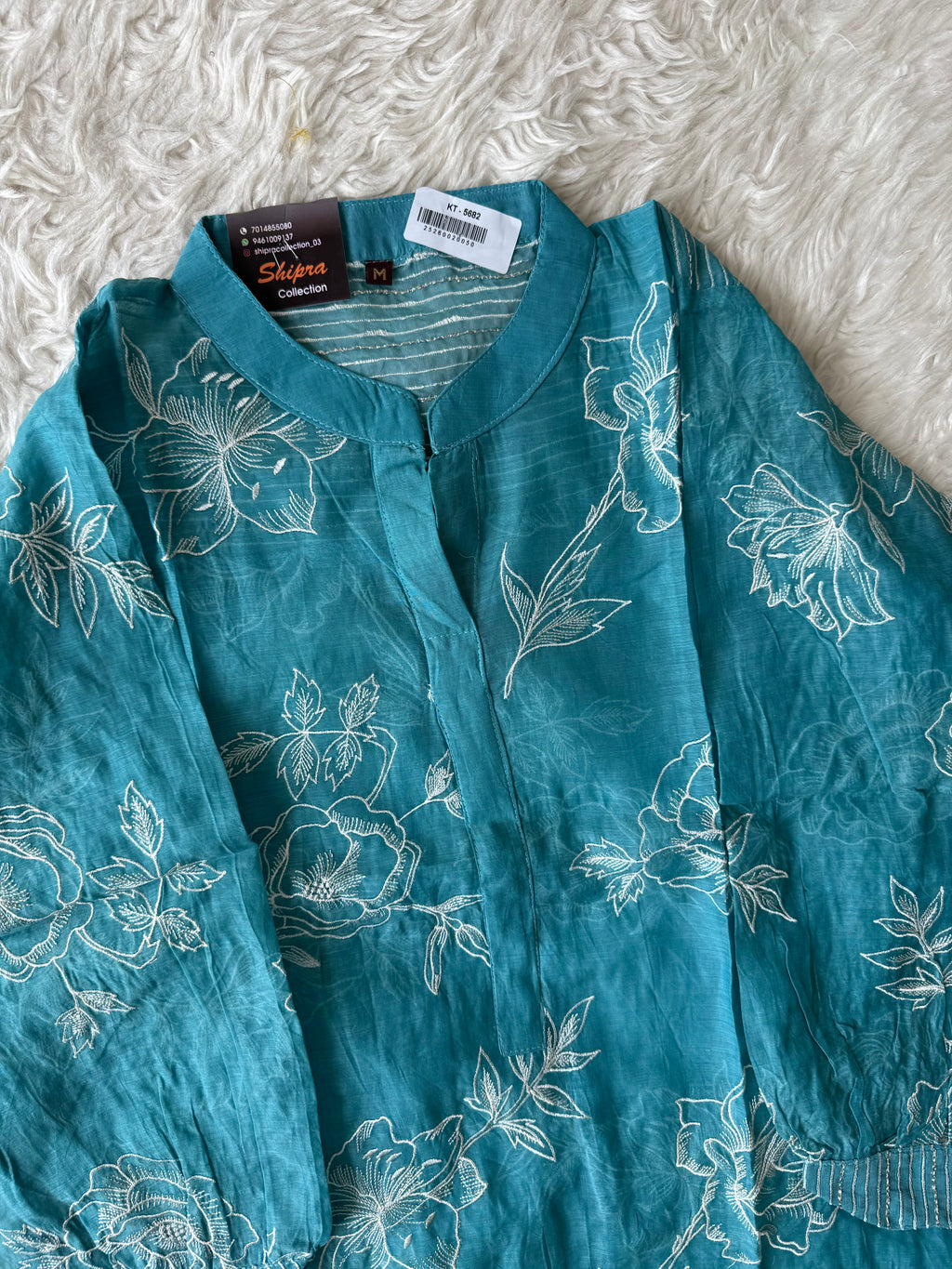 Mul Chanderi Thread work Co-ord Set