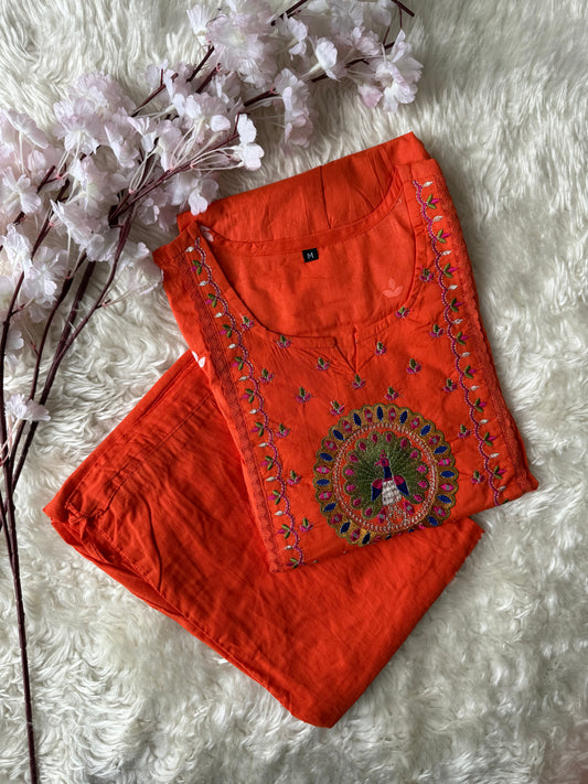 Cotton Flare Kurti Pant Set