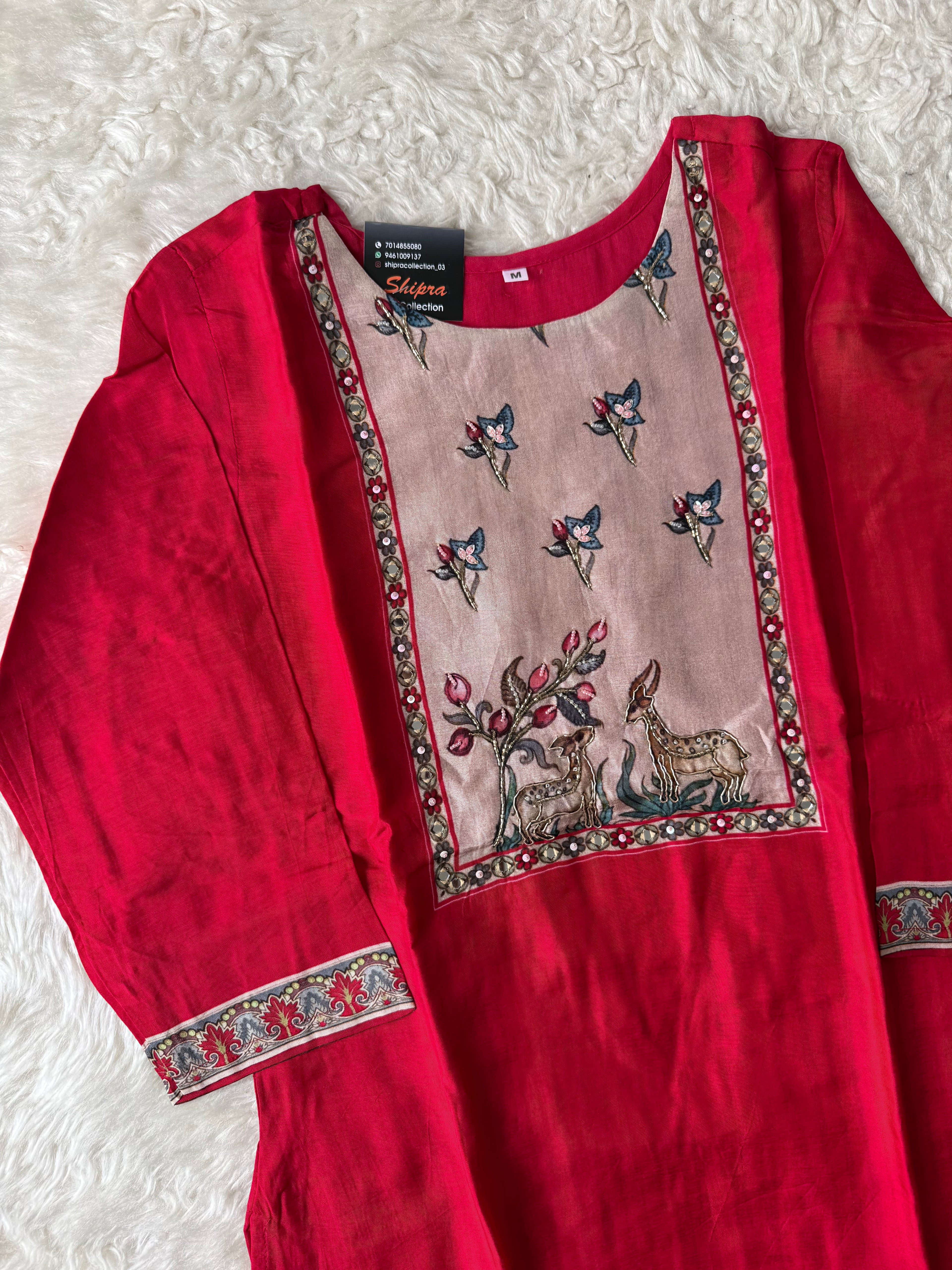 Russian Silk Kurti Pant Dupatta Set