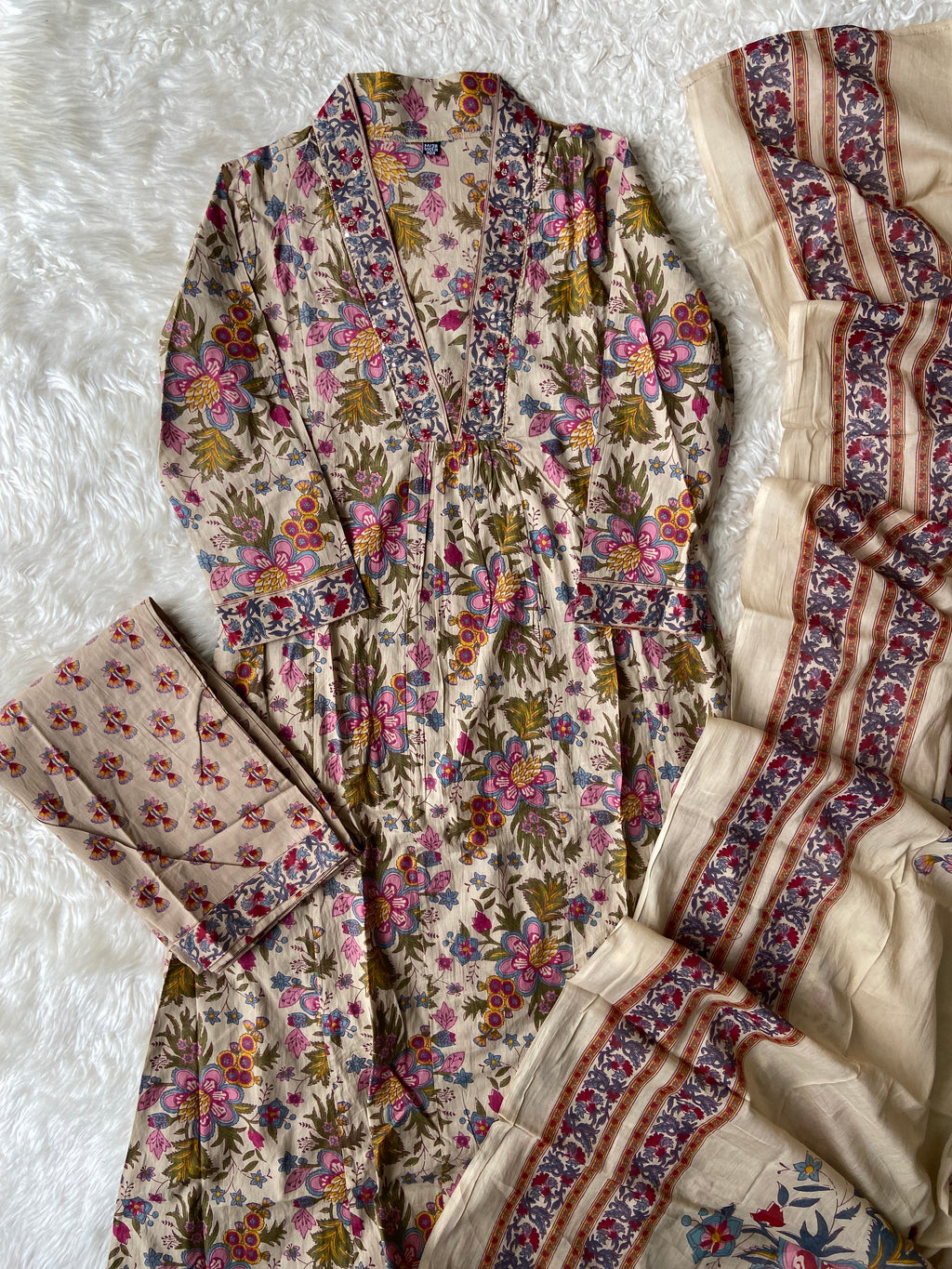 Premium Cotton Kurti Pant Dupatta Set