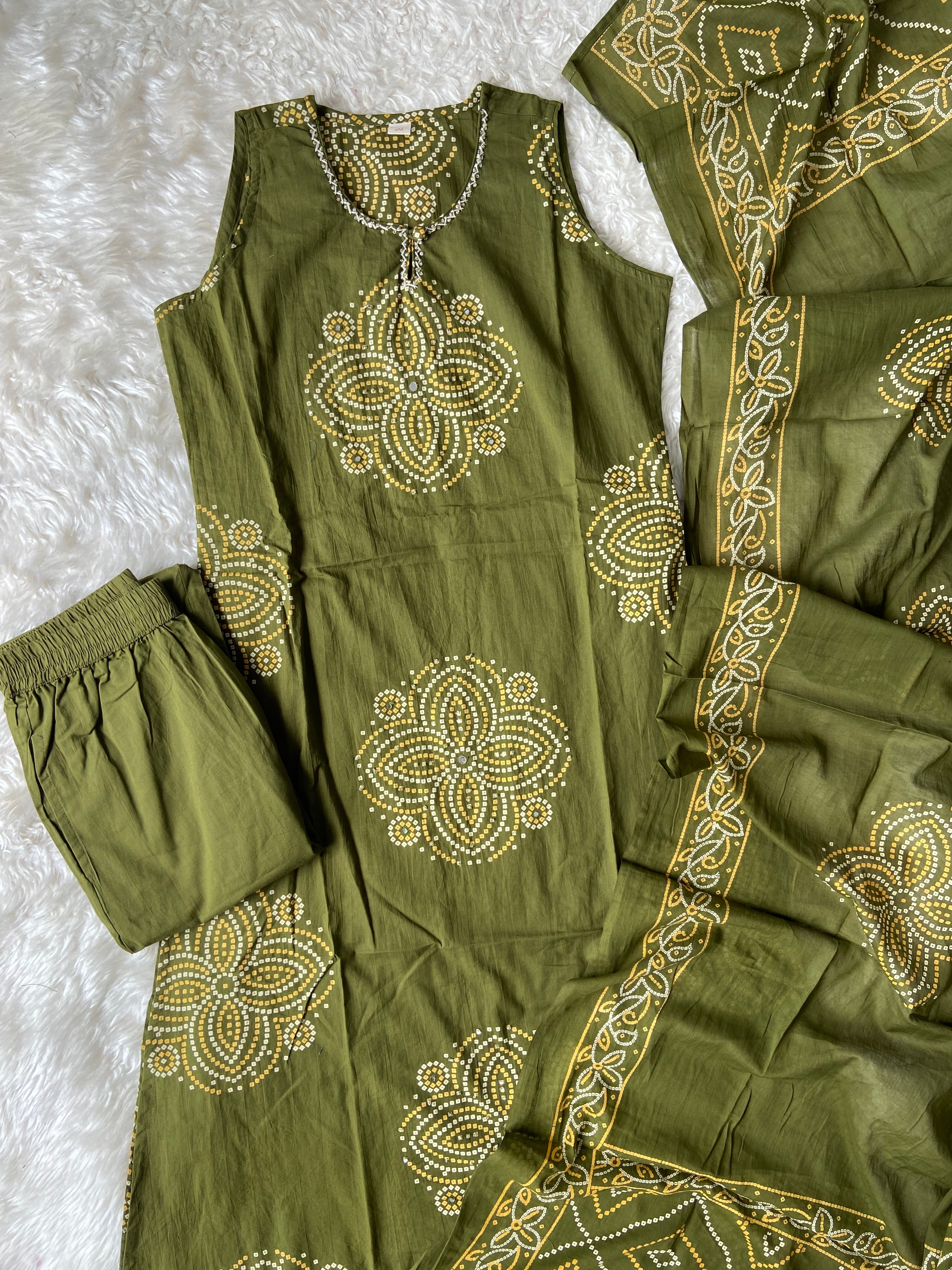 Premium Cotton Kurti Pant Dupatta Set