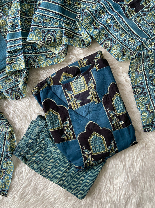 Premium Cotton Full Sleeves Kurti Pant Dupatta Set