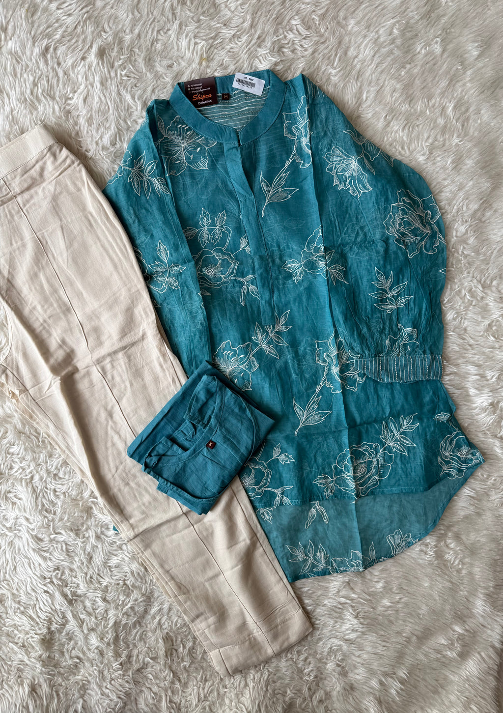 Mul Chanderi Thread work Co-ord Set