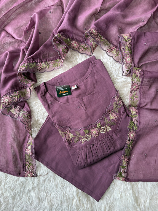 Mul Cotton Kurti Pant Dupatta Set