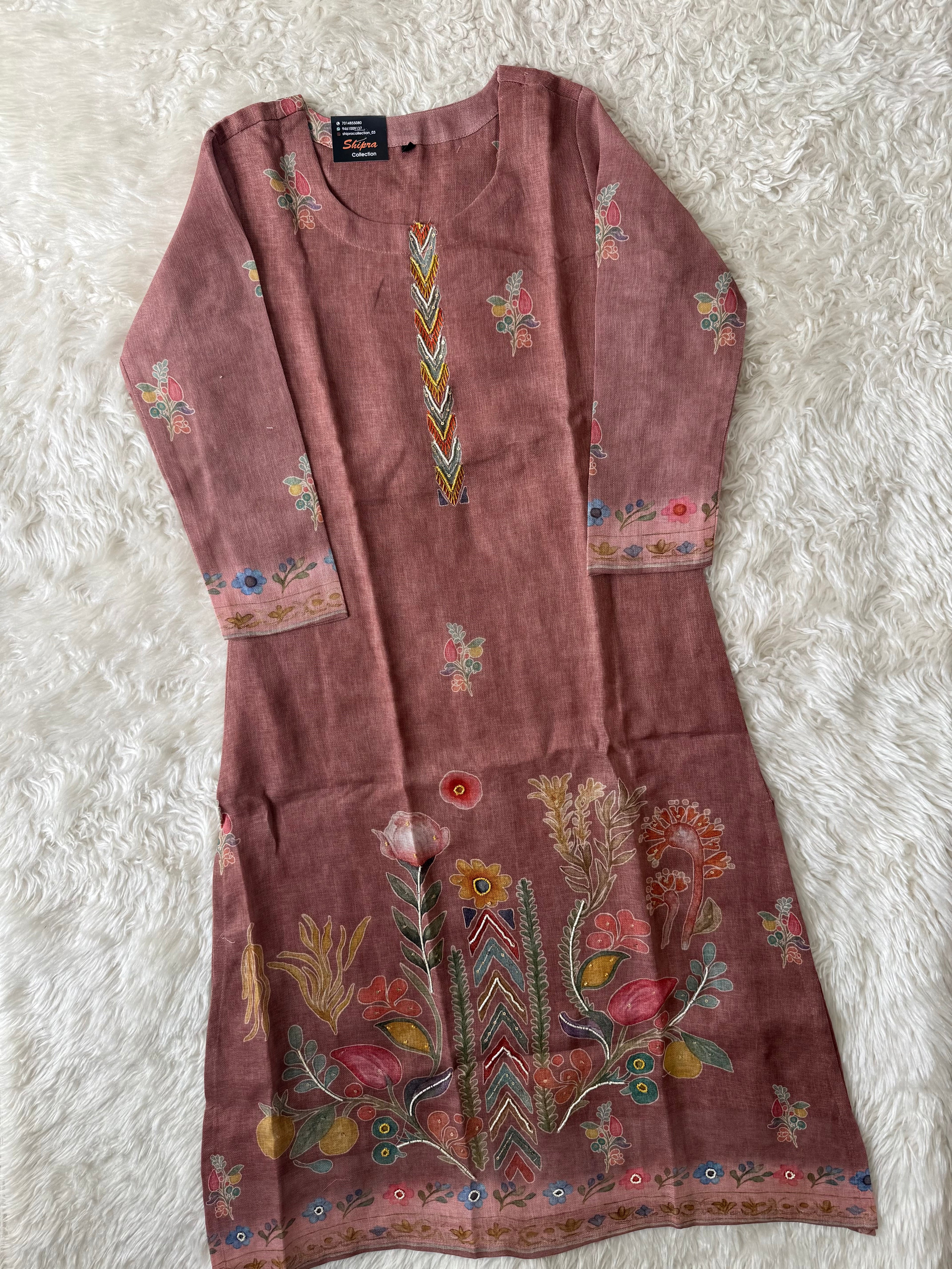 Linen Kurti Pant Dupatta Set