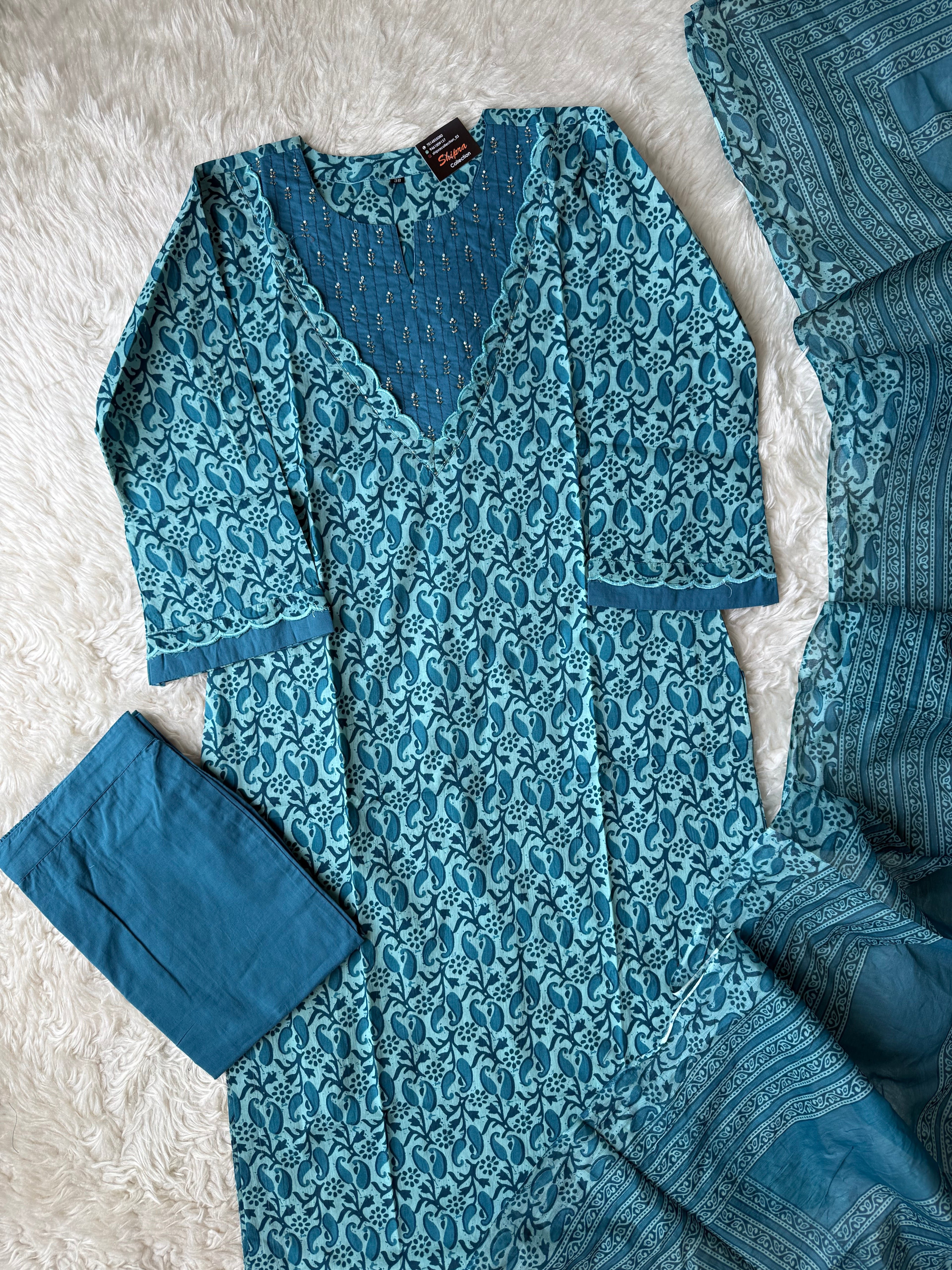 Premium Cotton Kurti Pant Dupatta Set