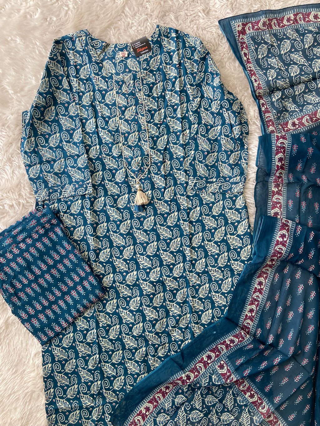 Pure Cotton Kurti Pant Dupatta Set