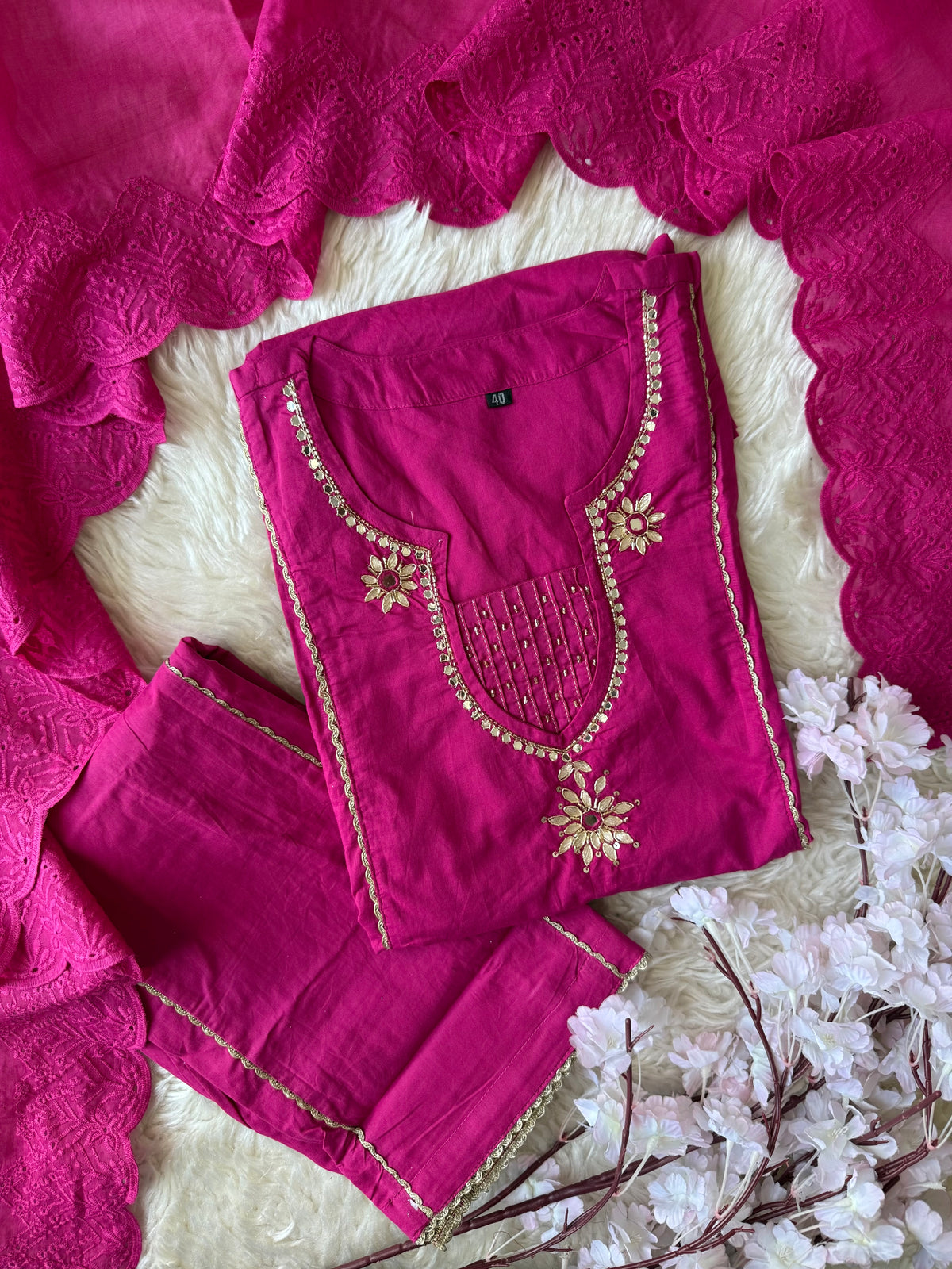 Premium Cotton Kurti Plazo Dupatta Set