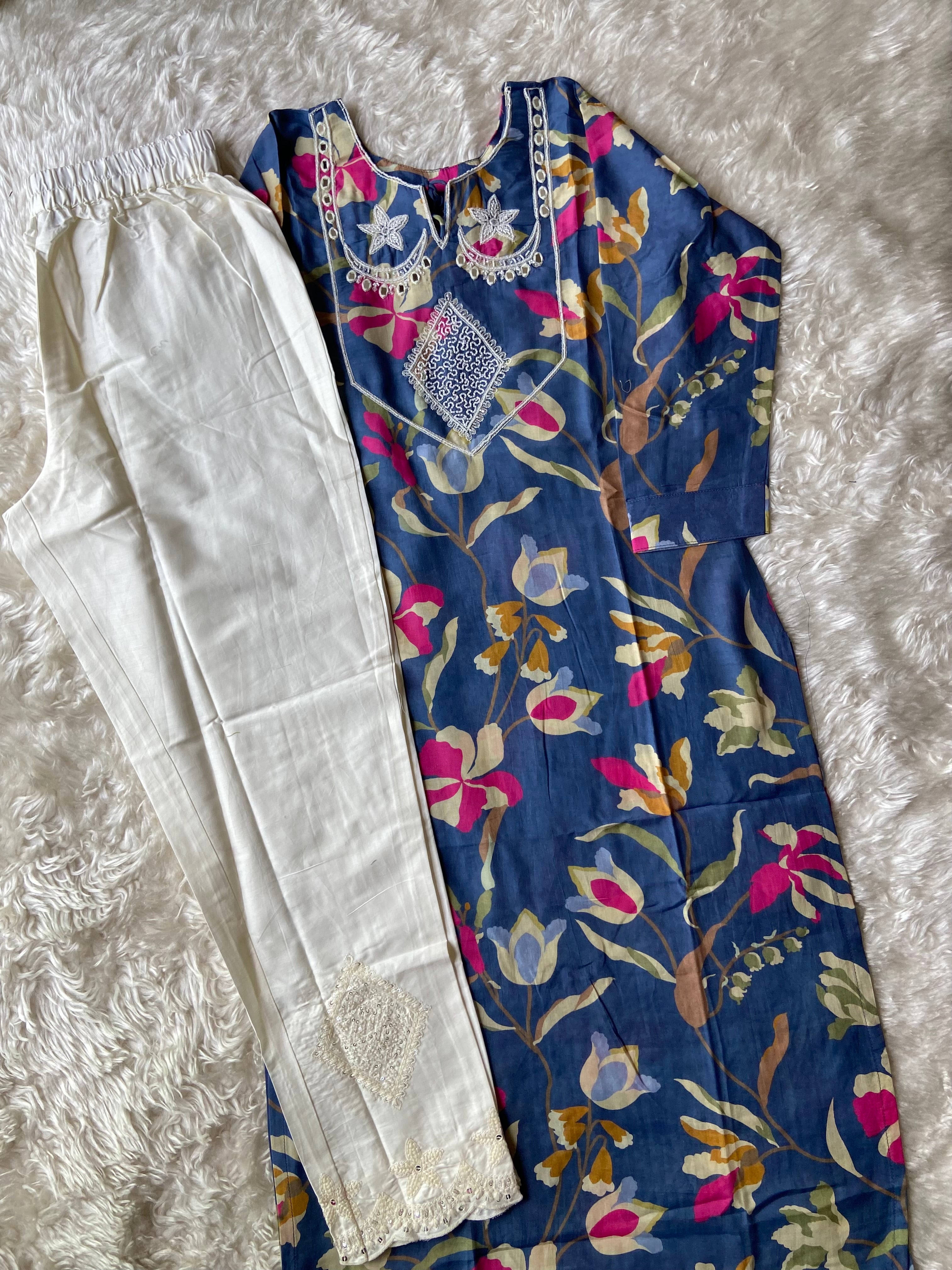 Premium Muslin Silk Kurti Pant Set