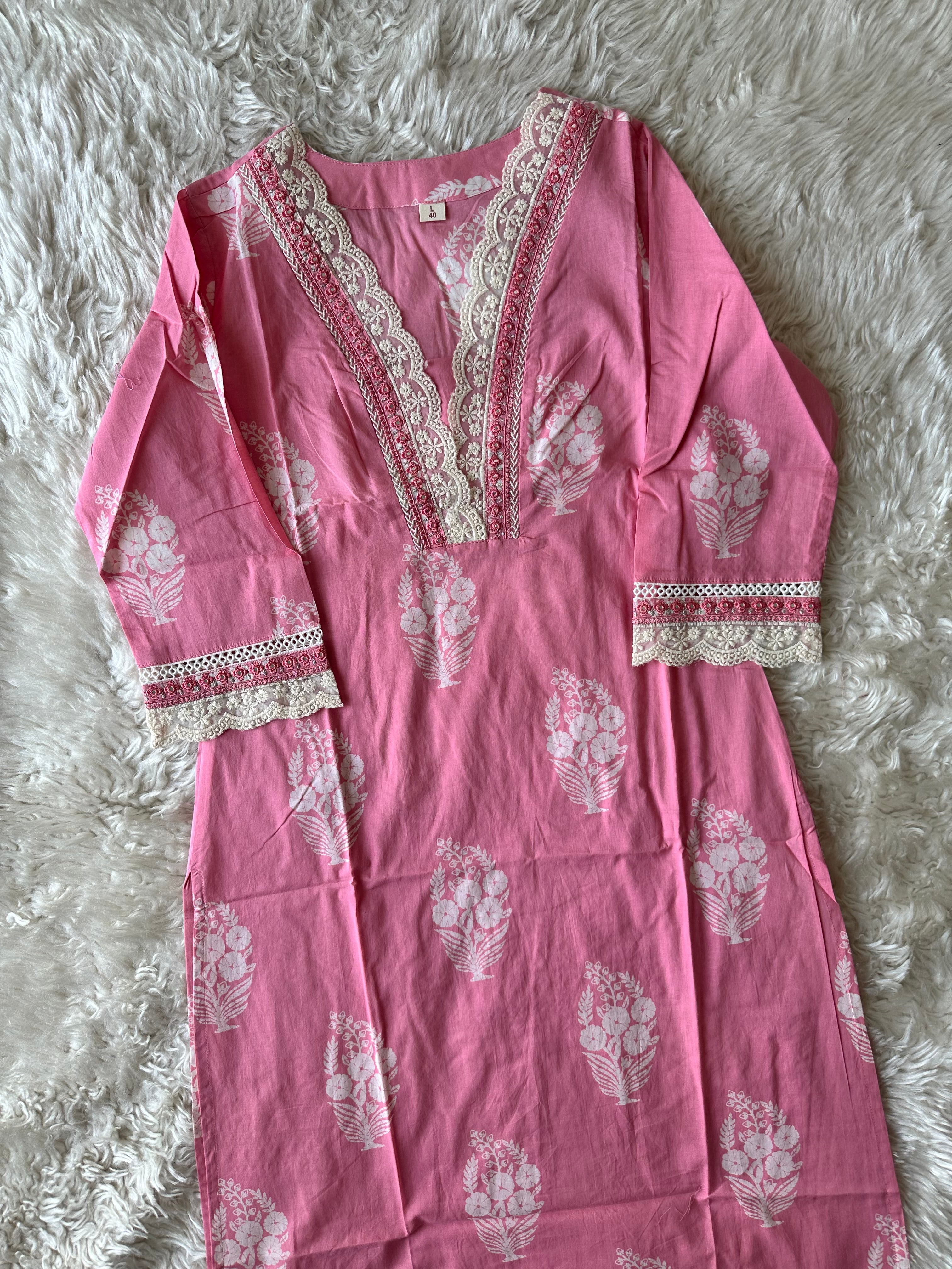 Mul Cotton Lace Details Set