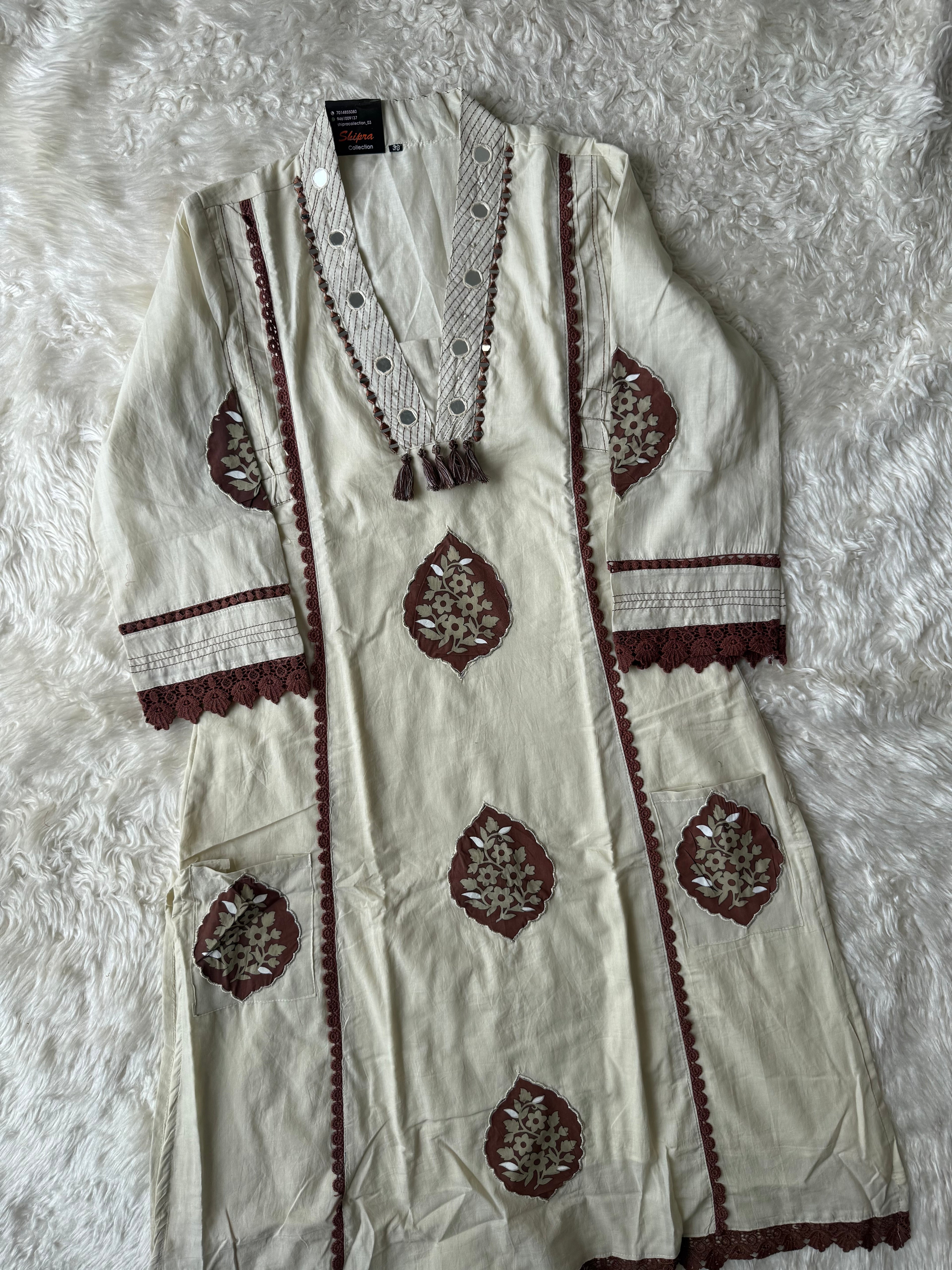 Premium Cotton Aline Kurti Plazo Dupatta Set