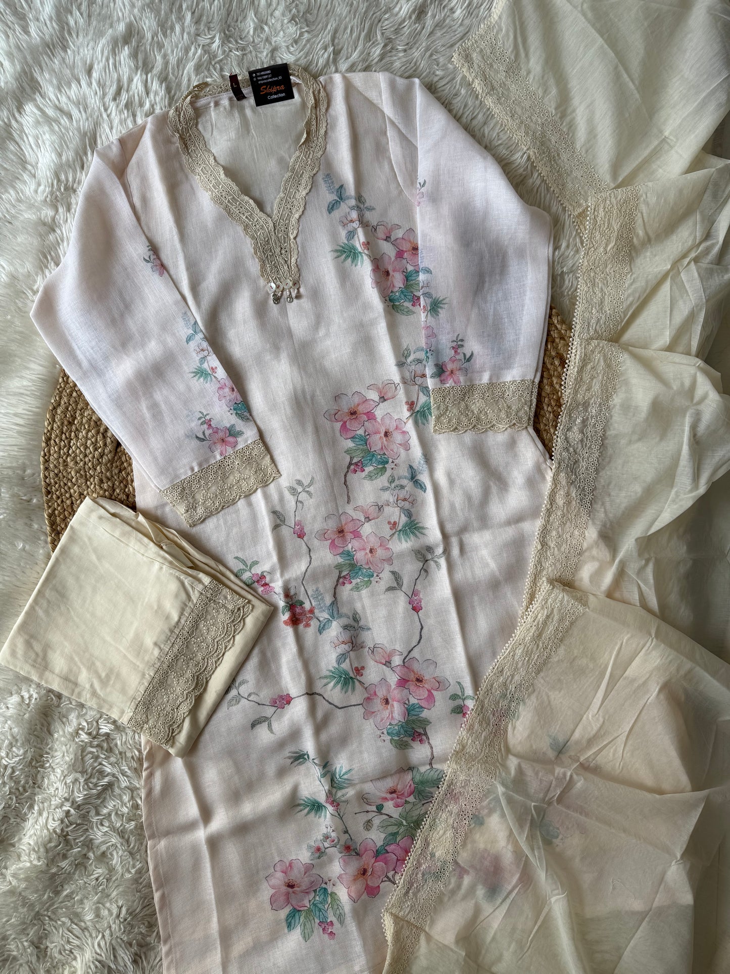 Linen Kurti Pant Dupatta Set