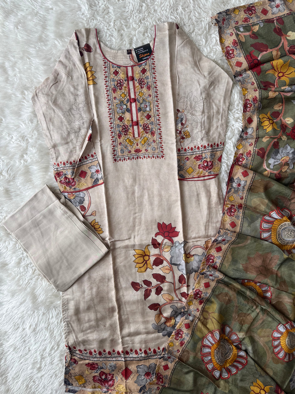 Crepe Silk Kurti Pant Dupatta Set