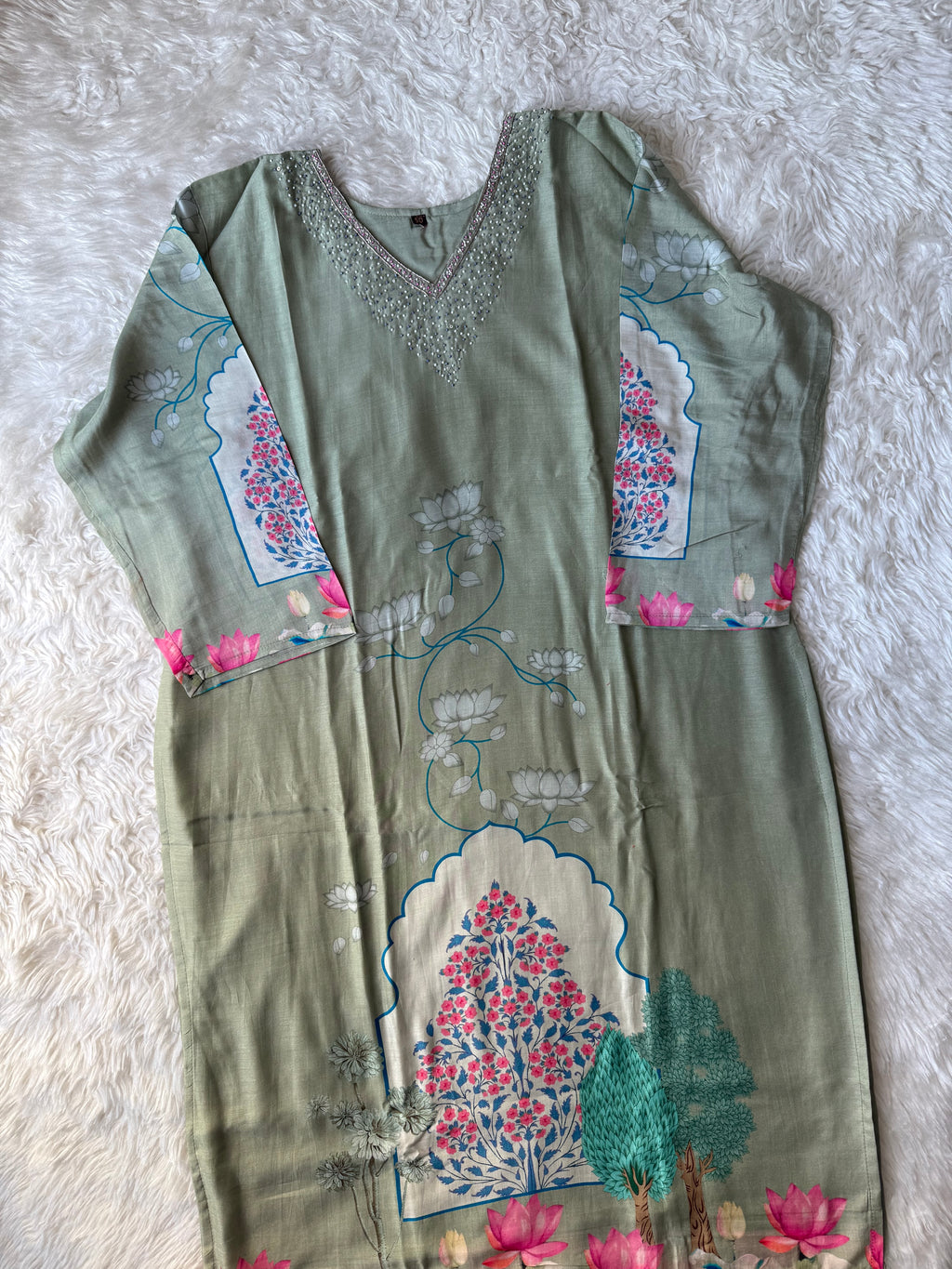 “Plus Size” Russian Silk Kurti Pant Dupatta Set
