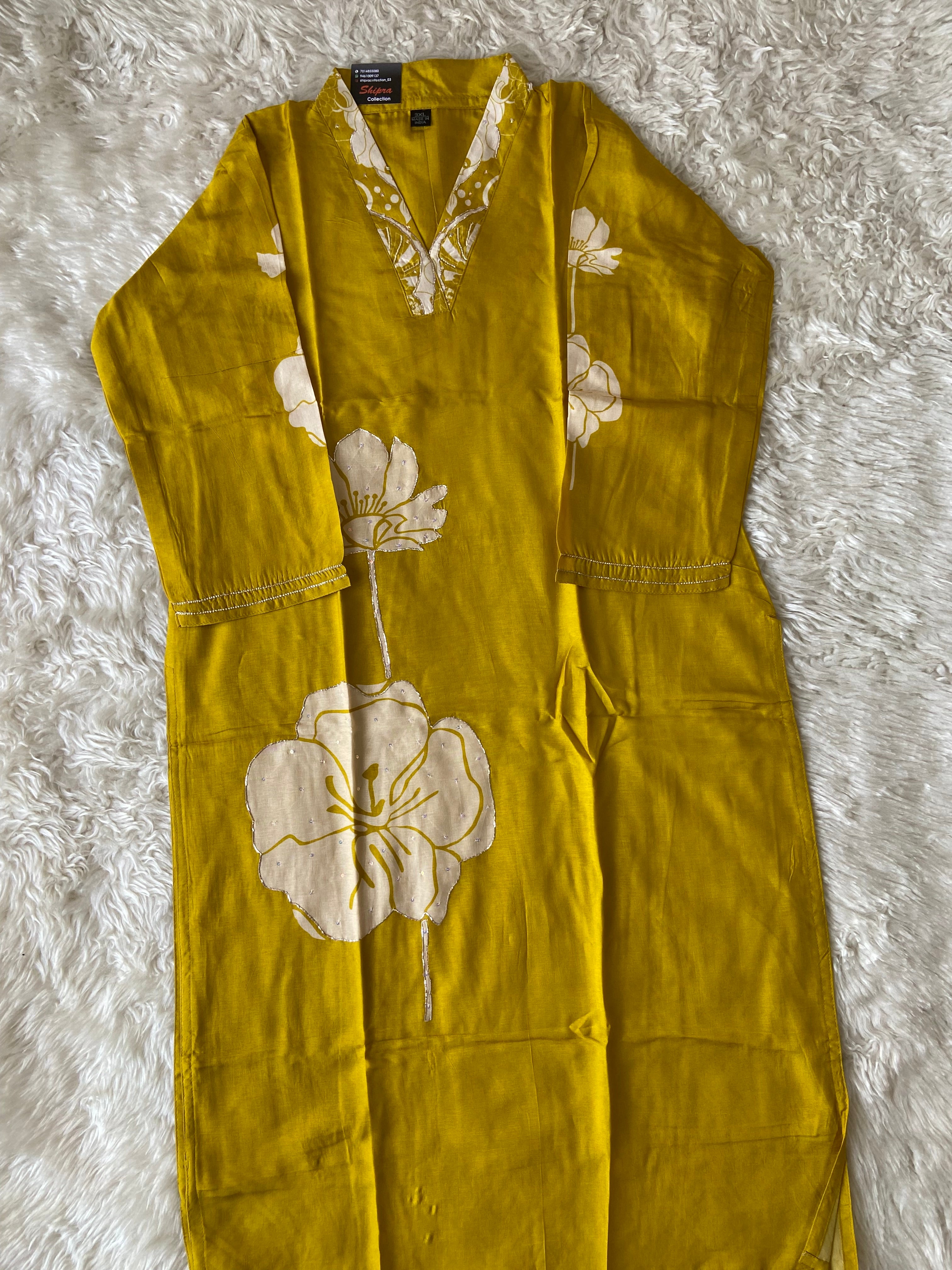 “Plus Size” Russian Silk Kurti Pant Dupatta Set