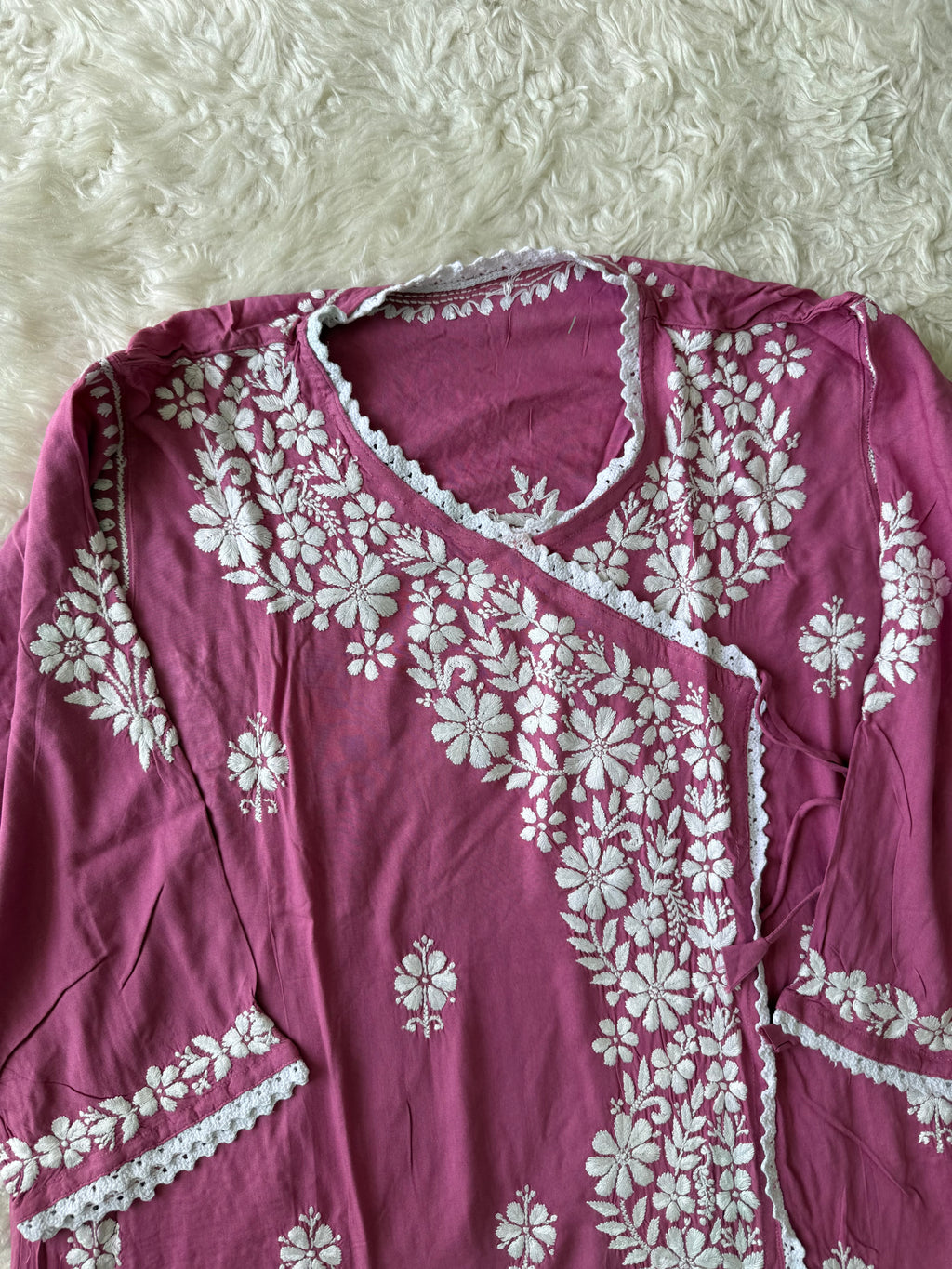 Heavy Rayon Angarkha Chikankari kurti