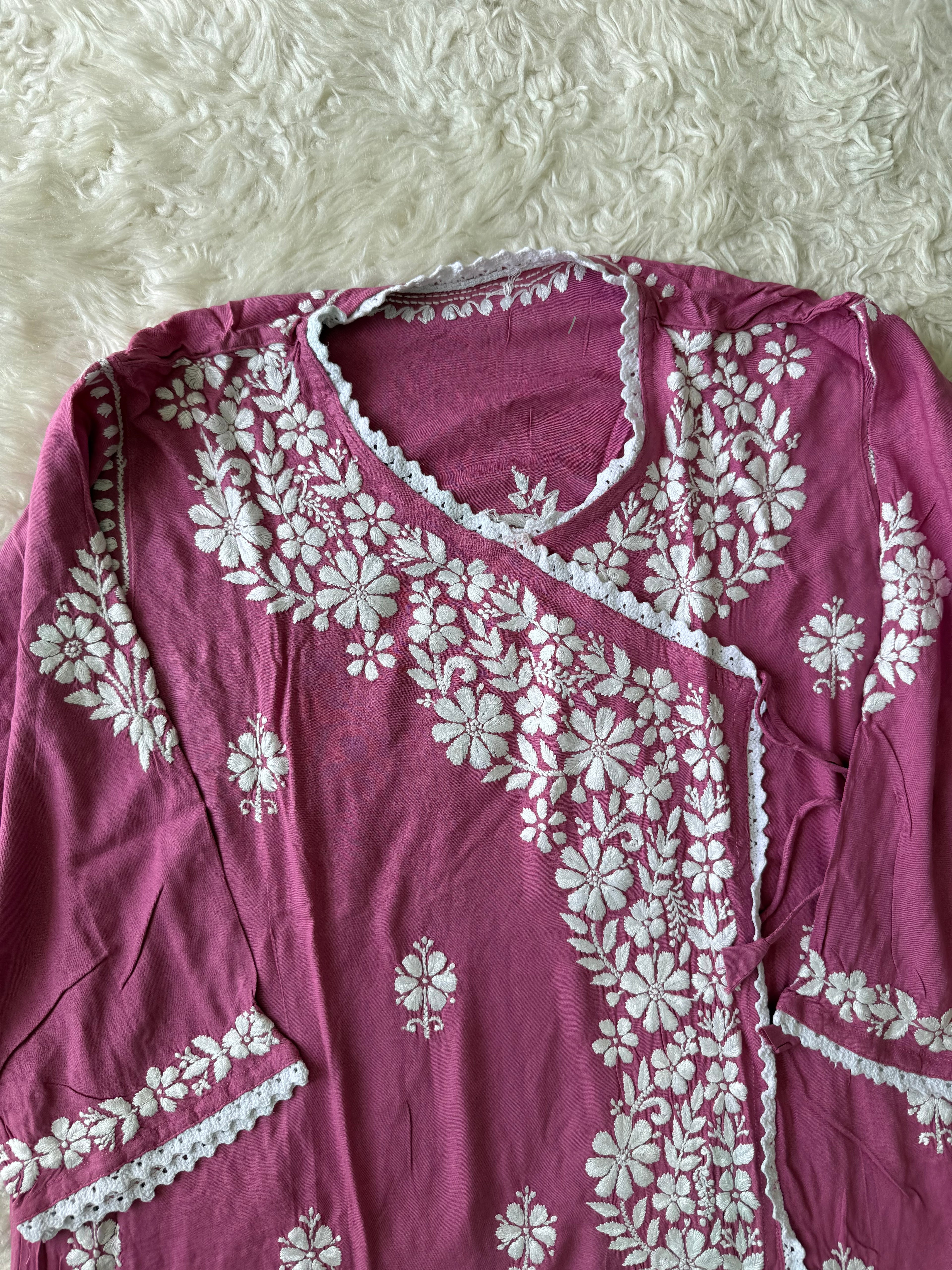 Heavy Rayon Angarkha Chikankari kurti