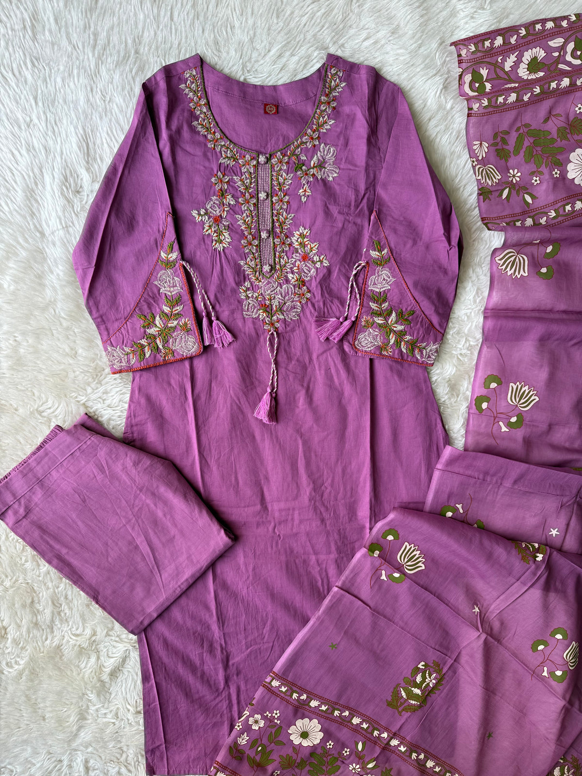 Pure Cotton Kurti Pant Dupatta Set