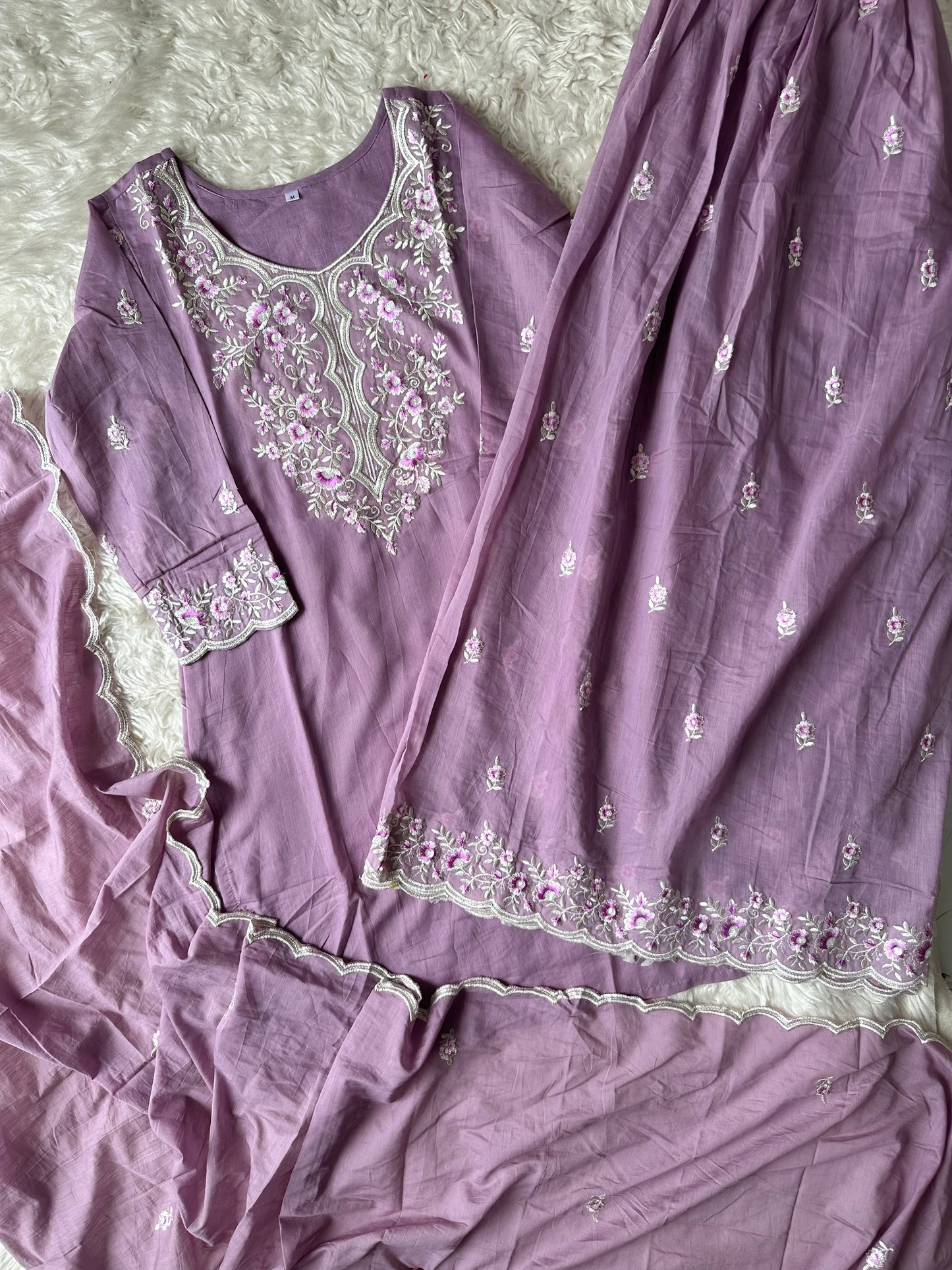 Mul Cotton Kurti Sharara Dupatta Set