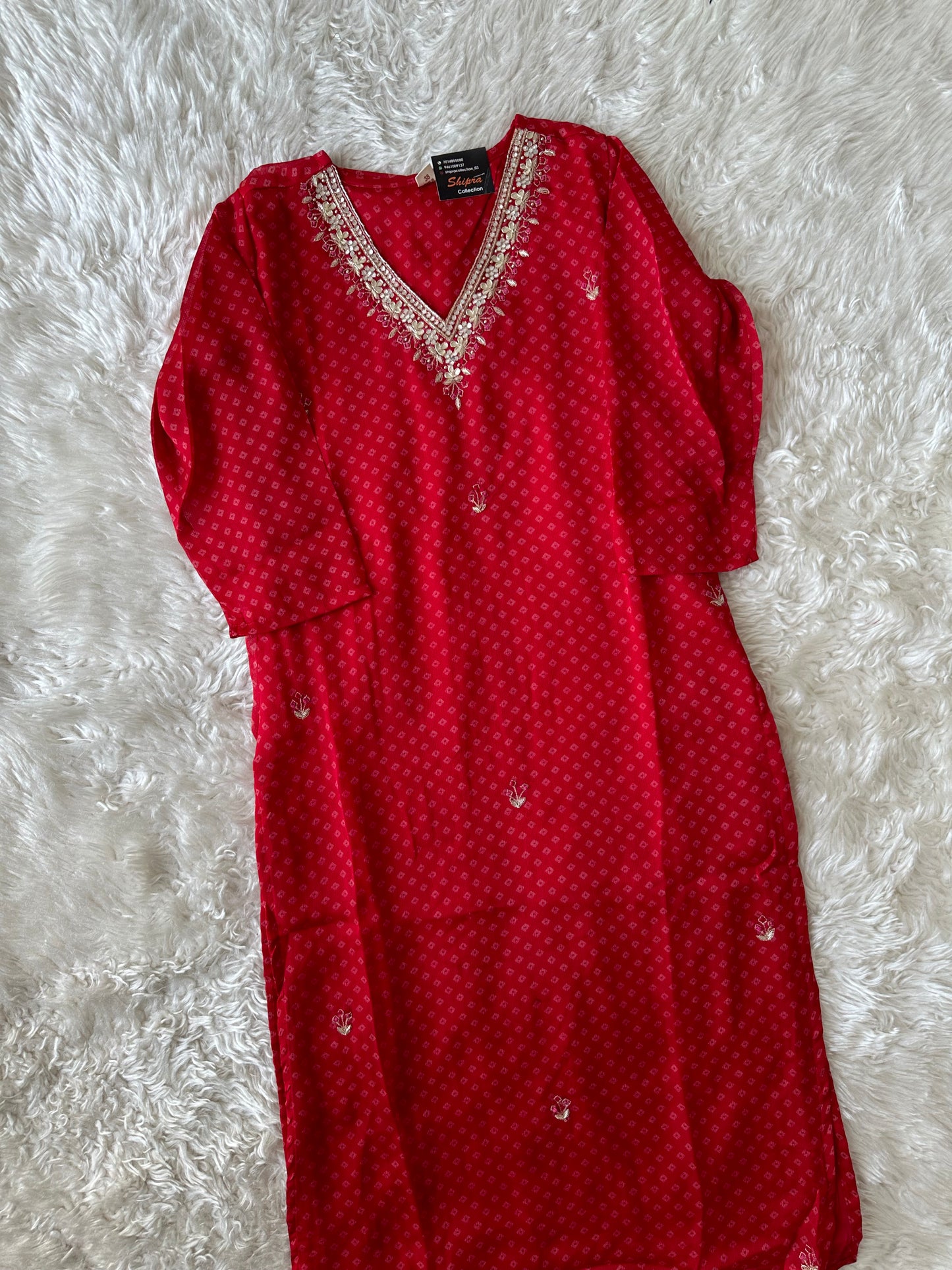 Pure Chinon Kurti Pant Set
