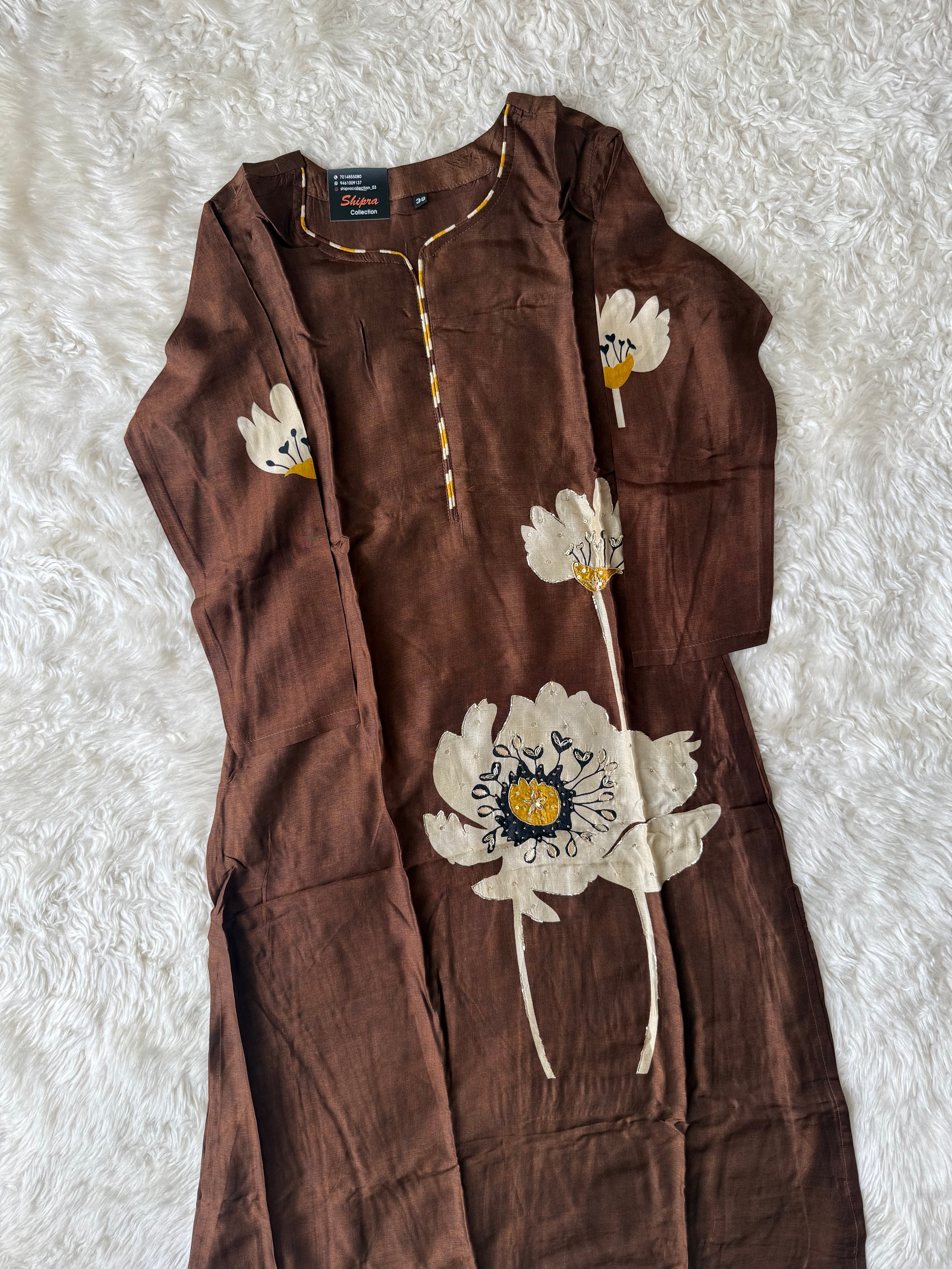 Russian Silk Kurti Pant Dupatta Set