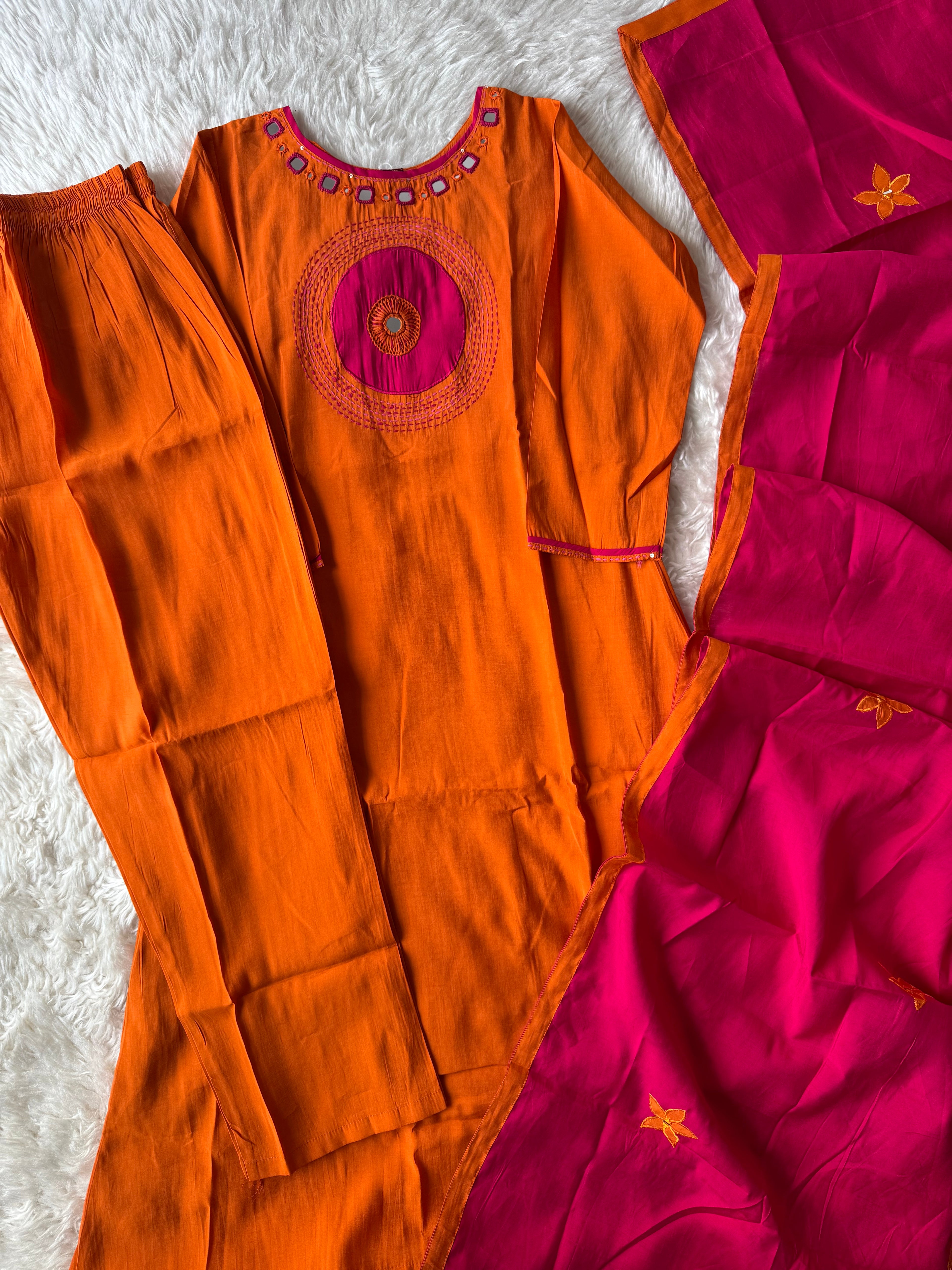 Roman Silk Kurti Plazo Dupatta Set