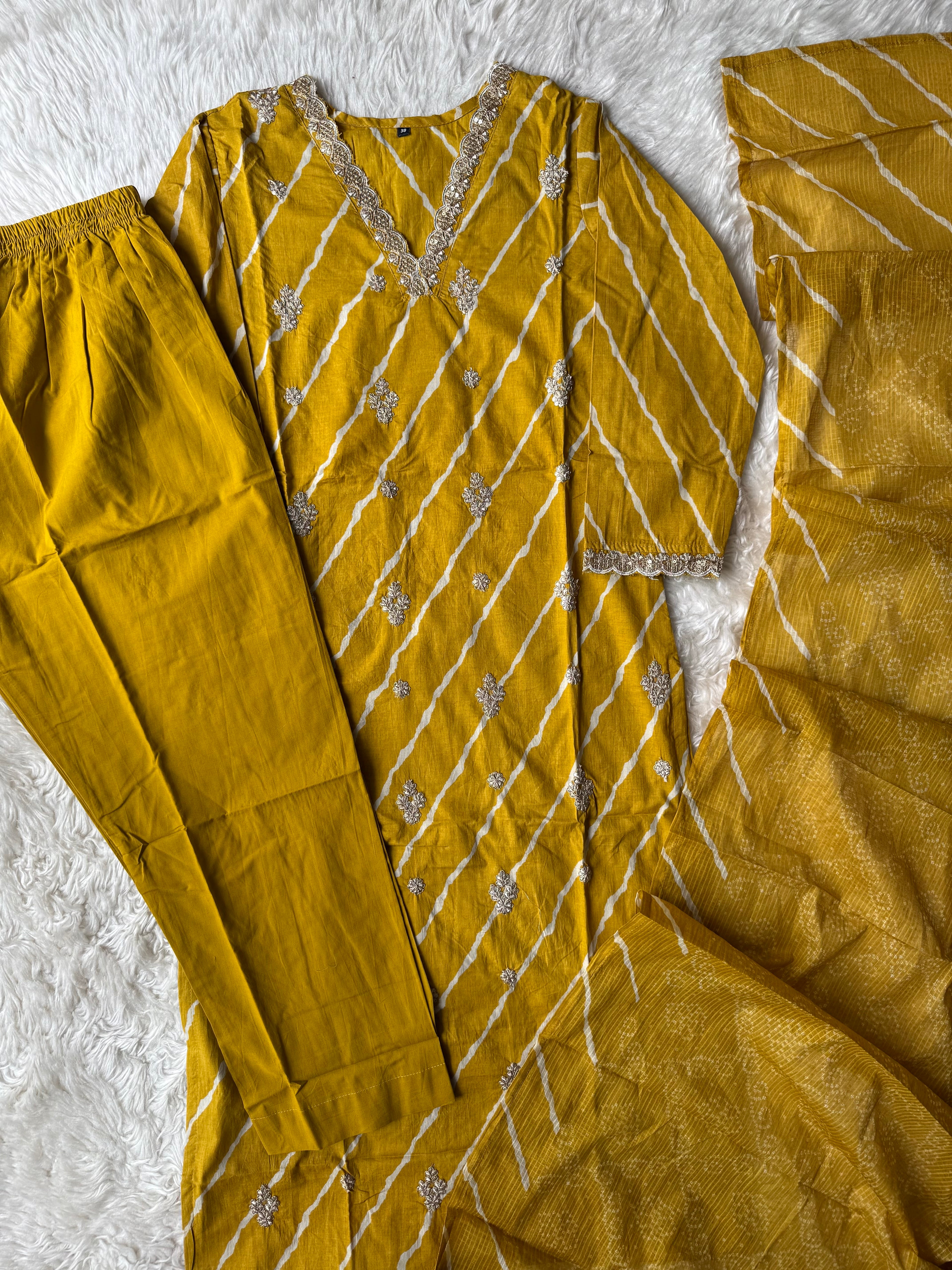 Premium Cotton Lehariya Set