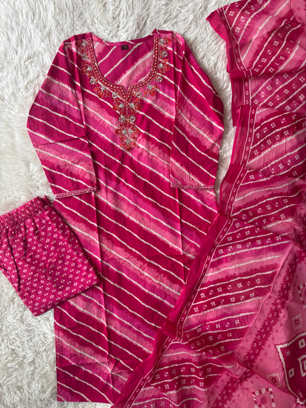 Pure Cotton Lehariya Set