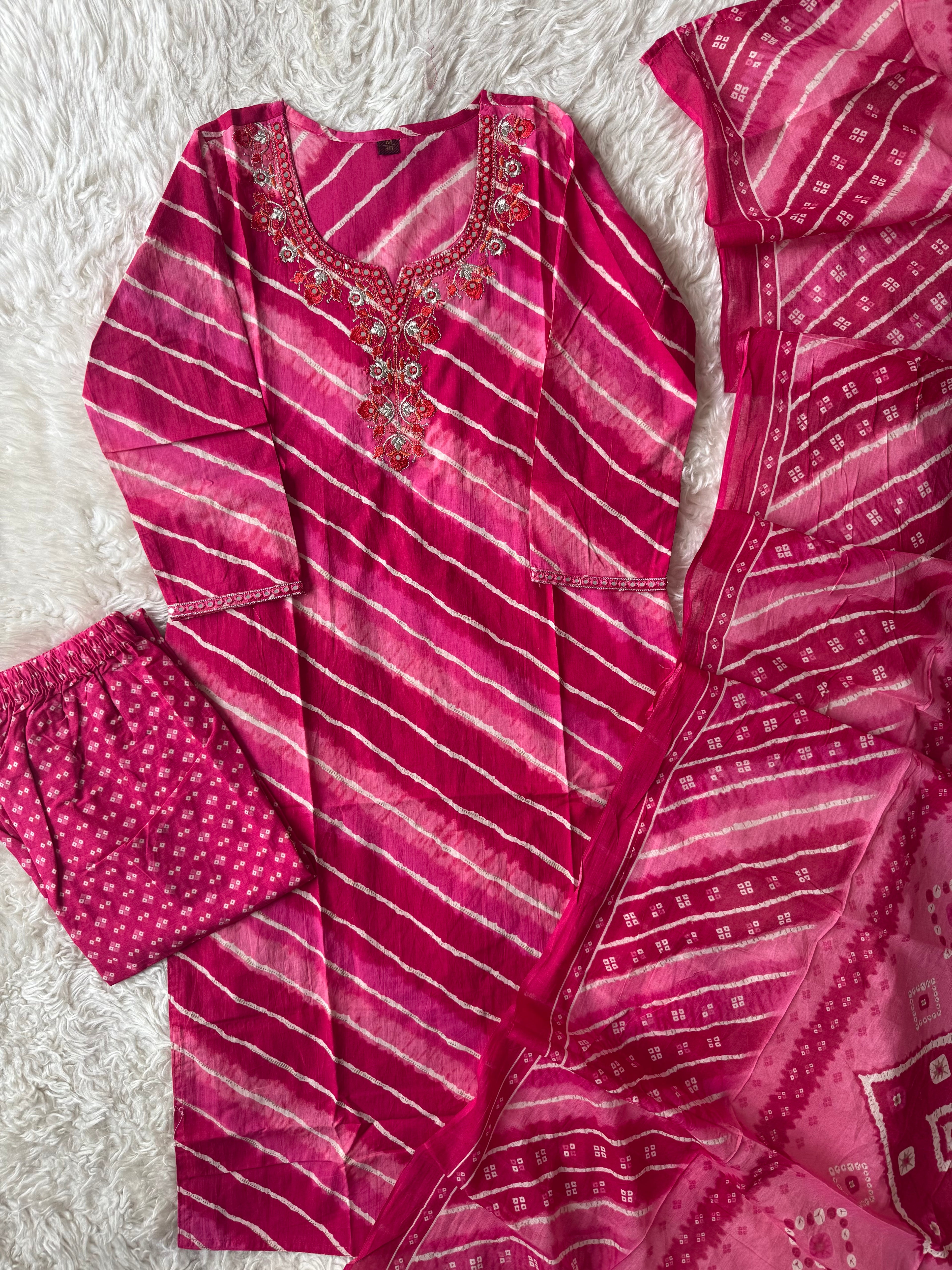 Pure Cotton Lehariya Set