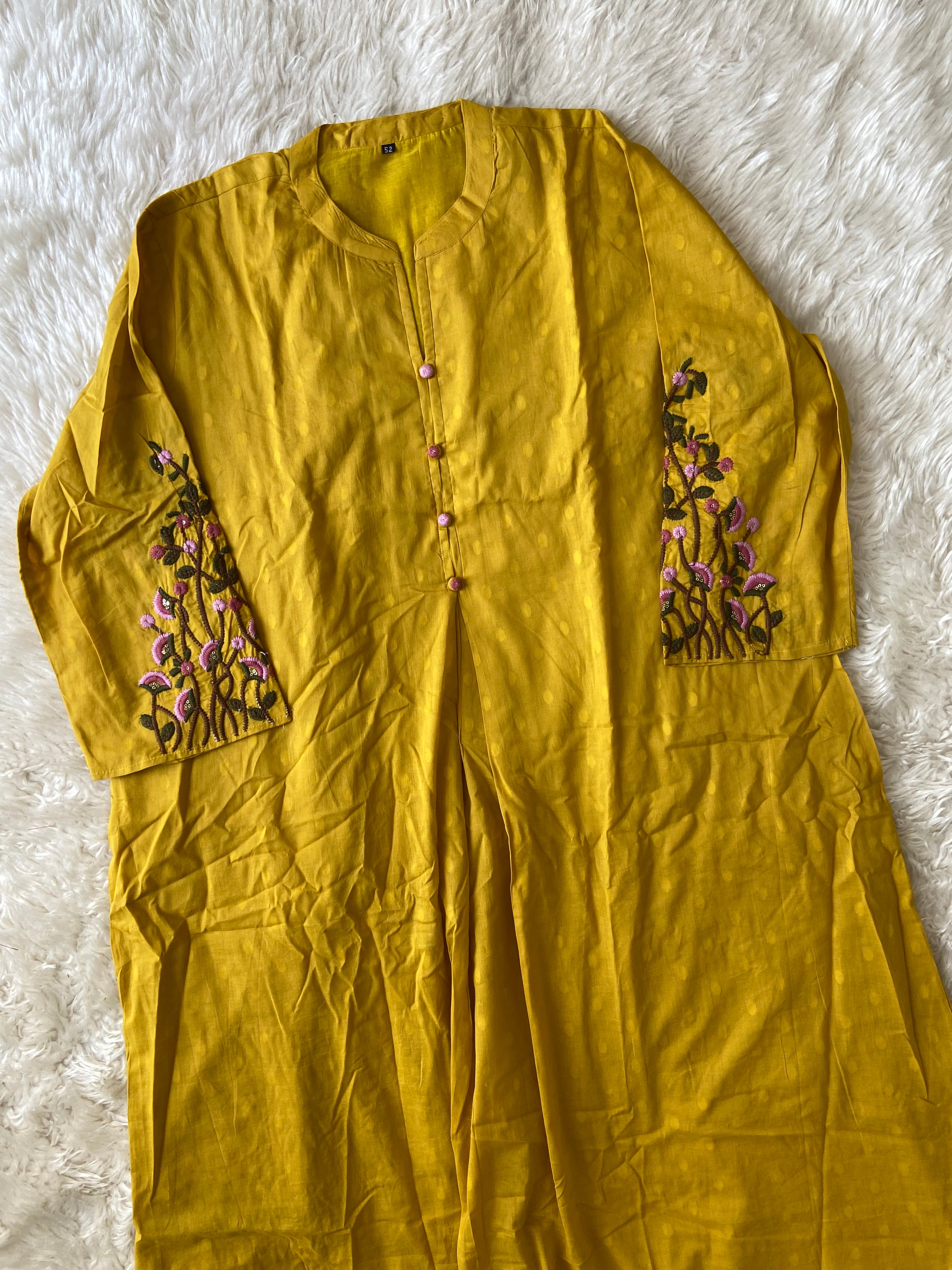 Premium Cotton Thread Work Kurti Pant Dupatta Set