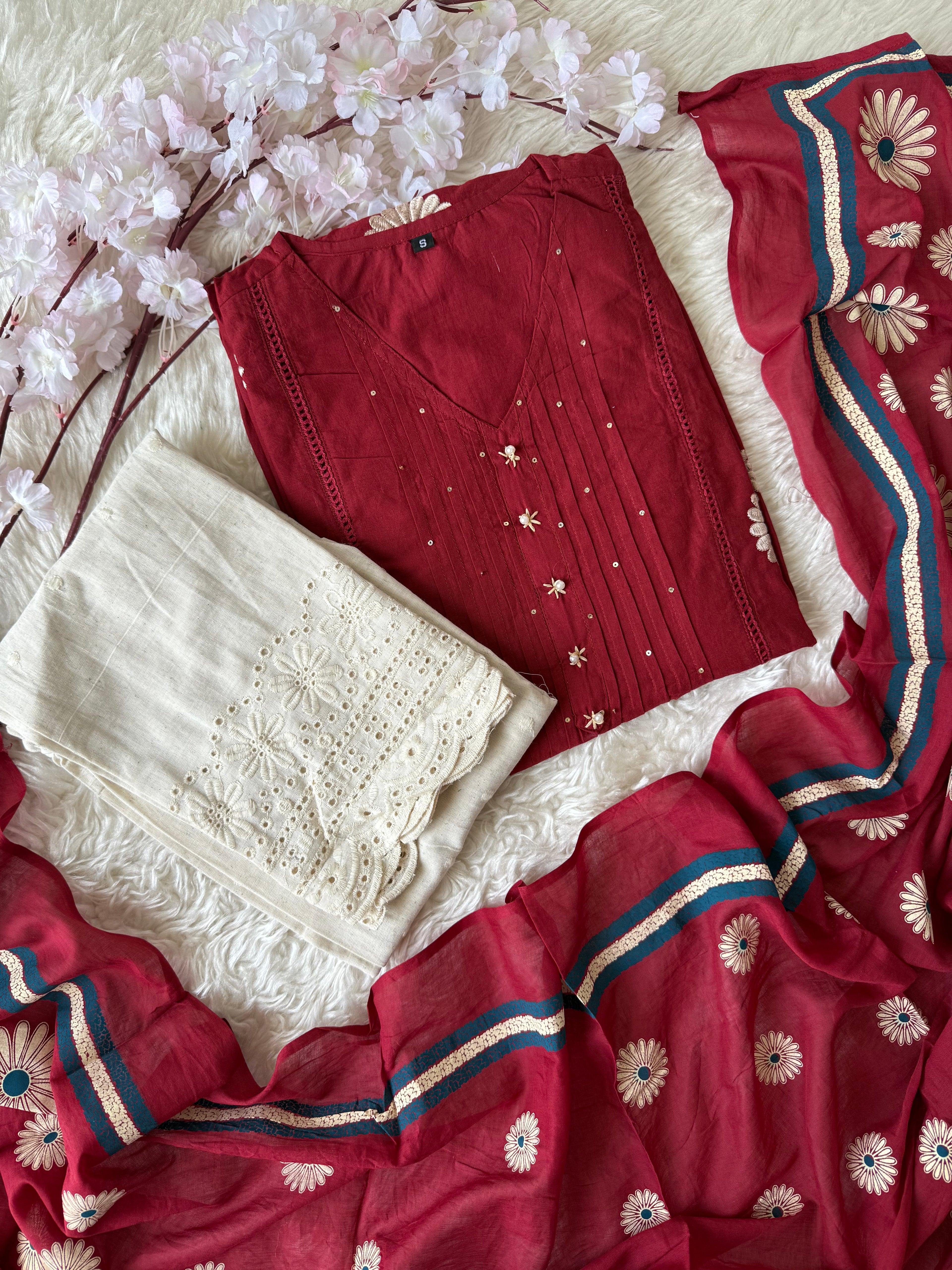 Premium Cotton Kurti Pant Dupatta Set