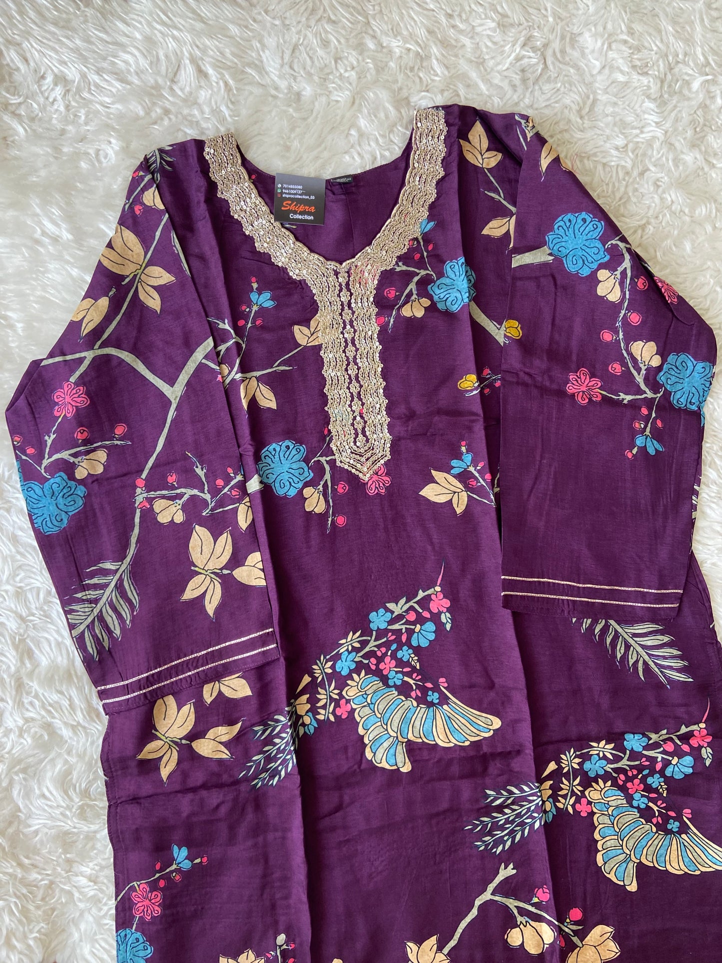 Plus Size Russian Silk Kurti Pant Dupatta Set