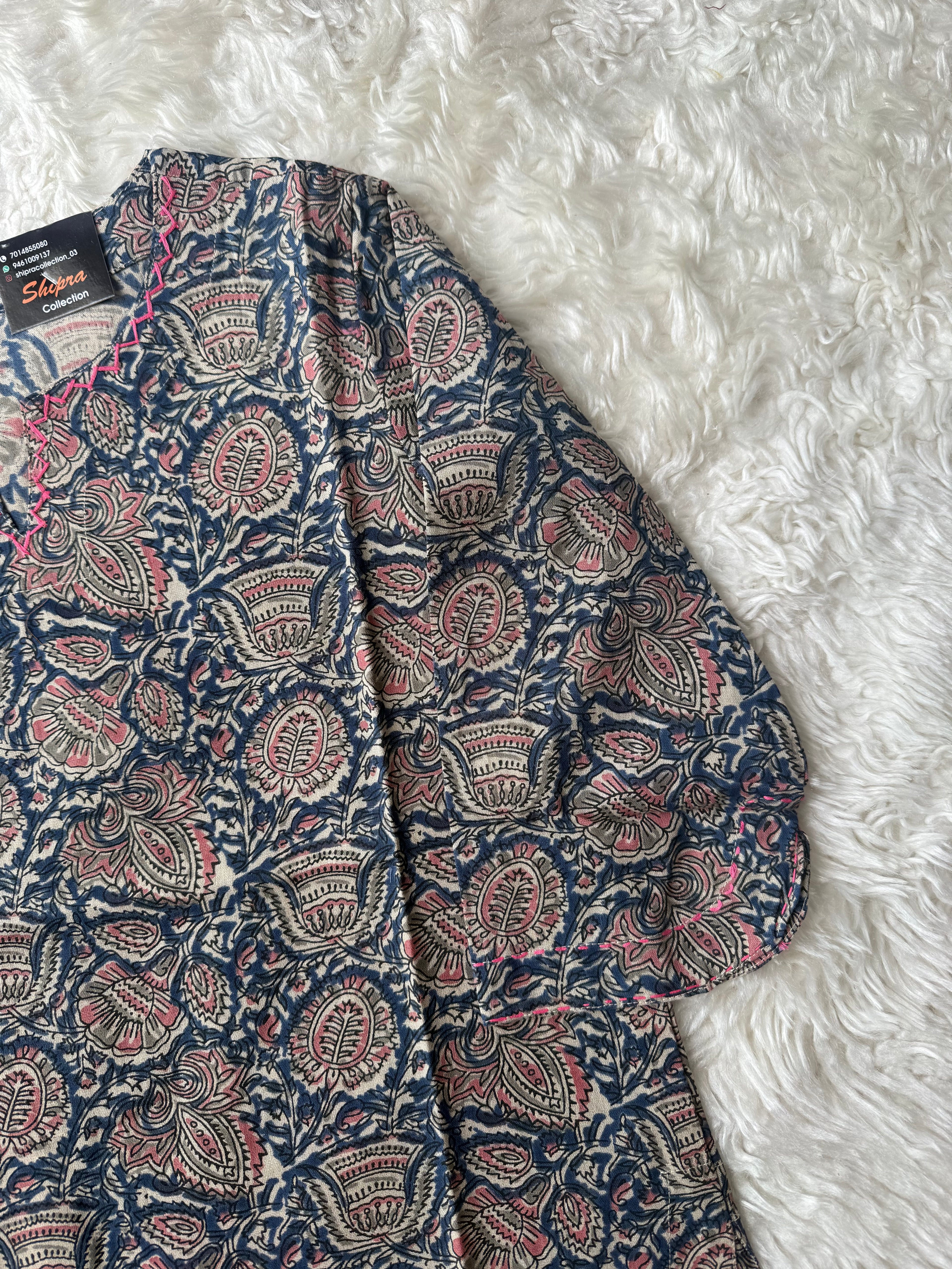 Premium Cotton Handblock Short Kurti