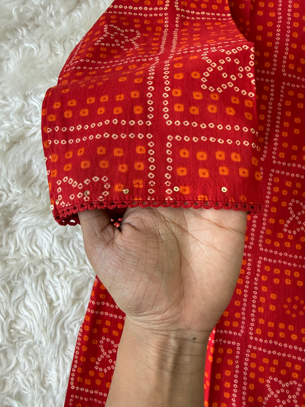 Premium Cotton Bandhej Kurti