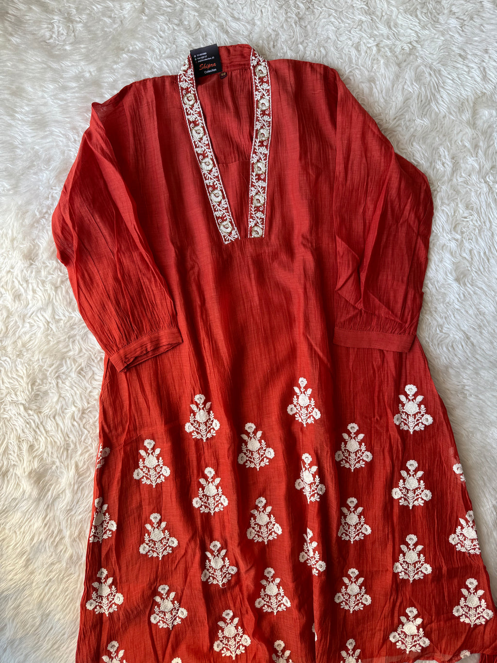 “Plus Size” Mul Chanderi Kurti Pant Dupatta Set