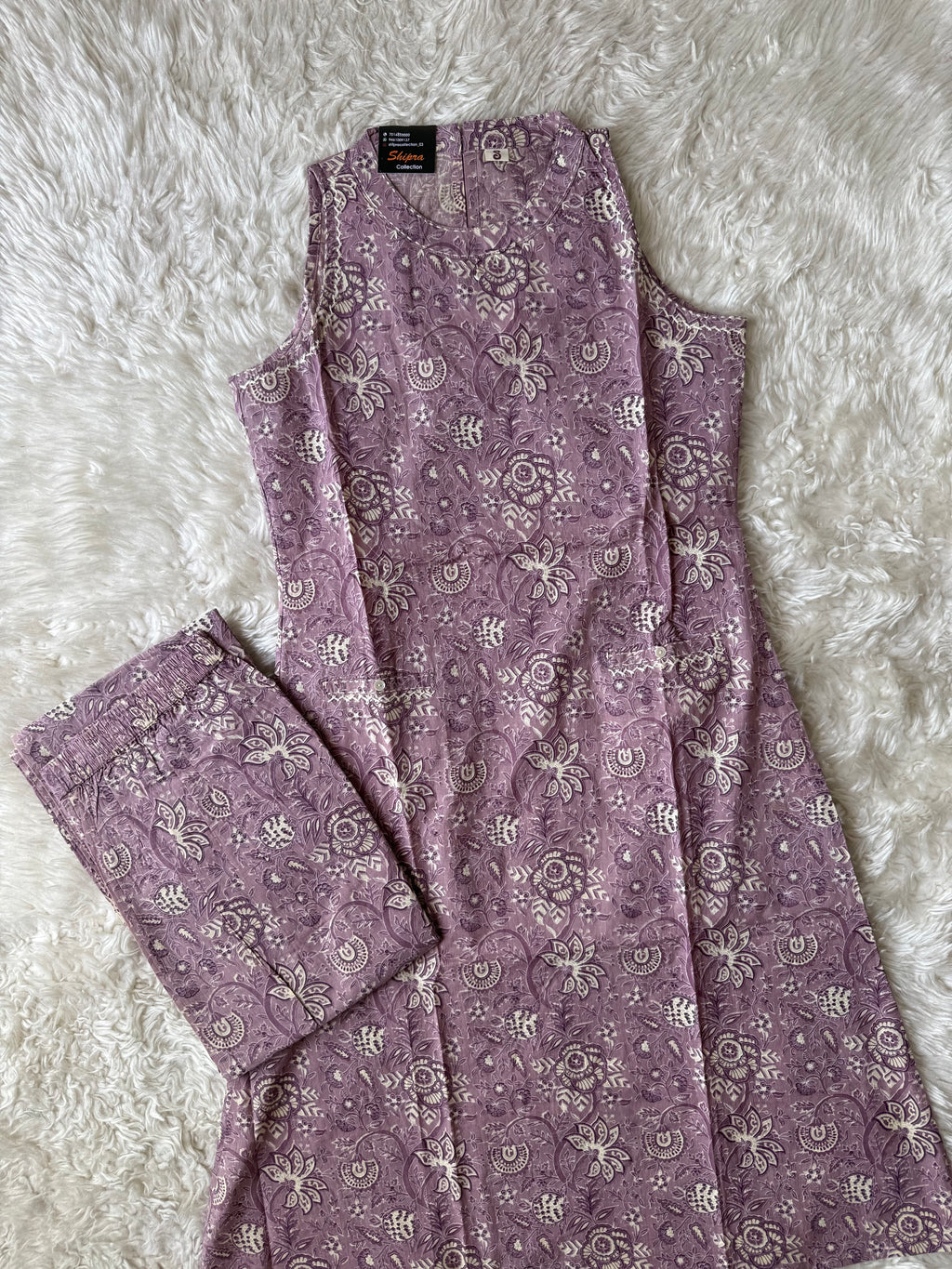 Pure Cotton Sleeveless Kurti Pant Set