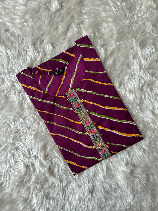 Cotton Lehariya Kurti