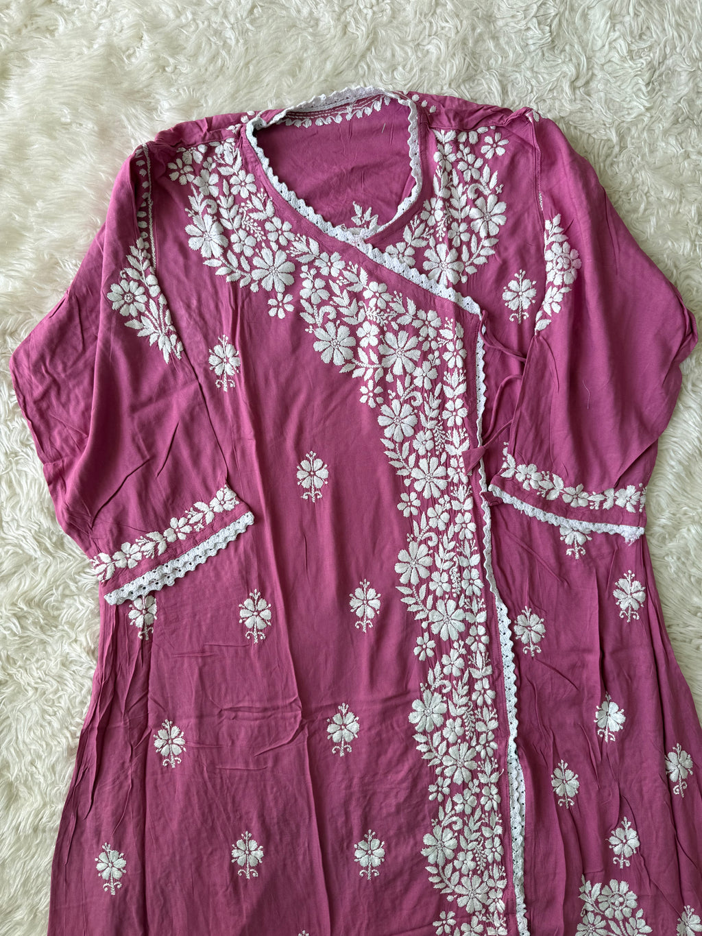 Heavy Rayon Angarkha Chikankari kurti