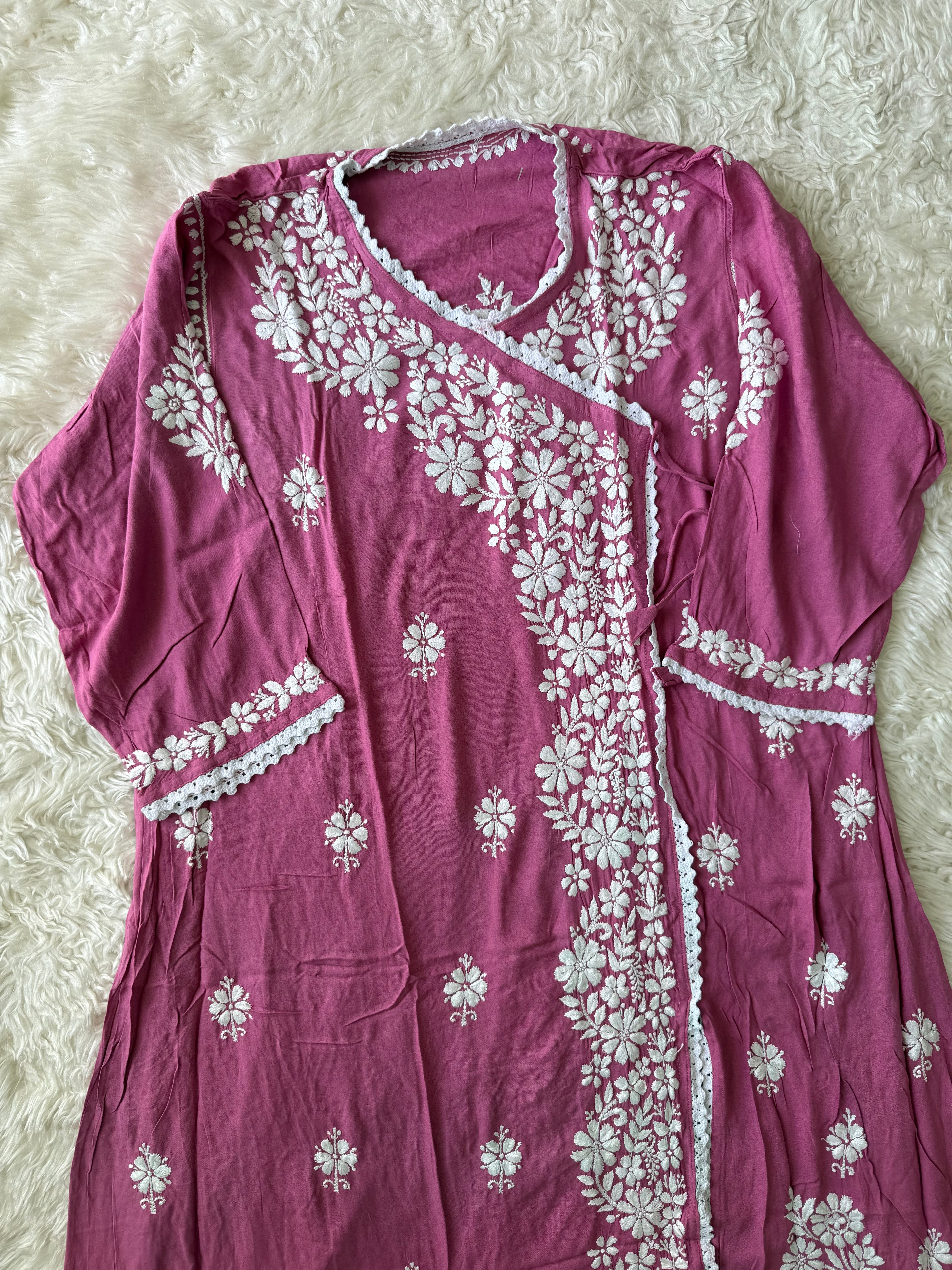 Heavy Rayon Angarkha Chikankari kurti