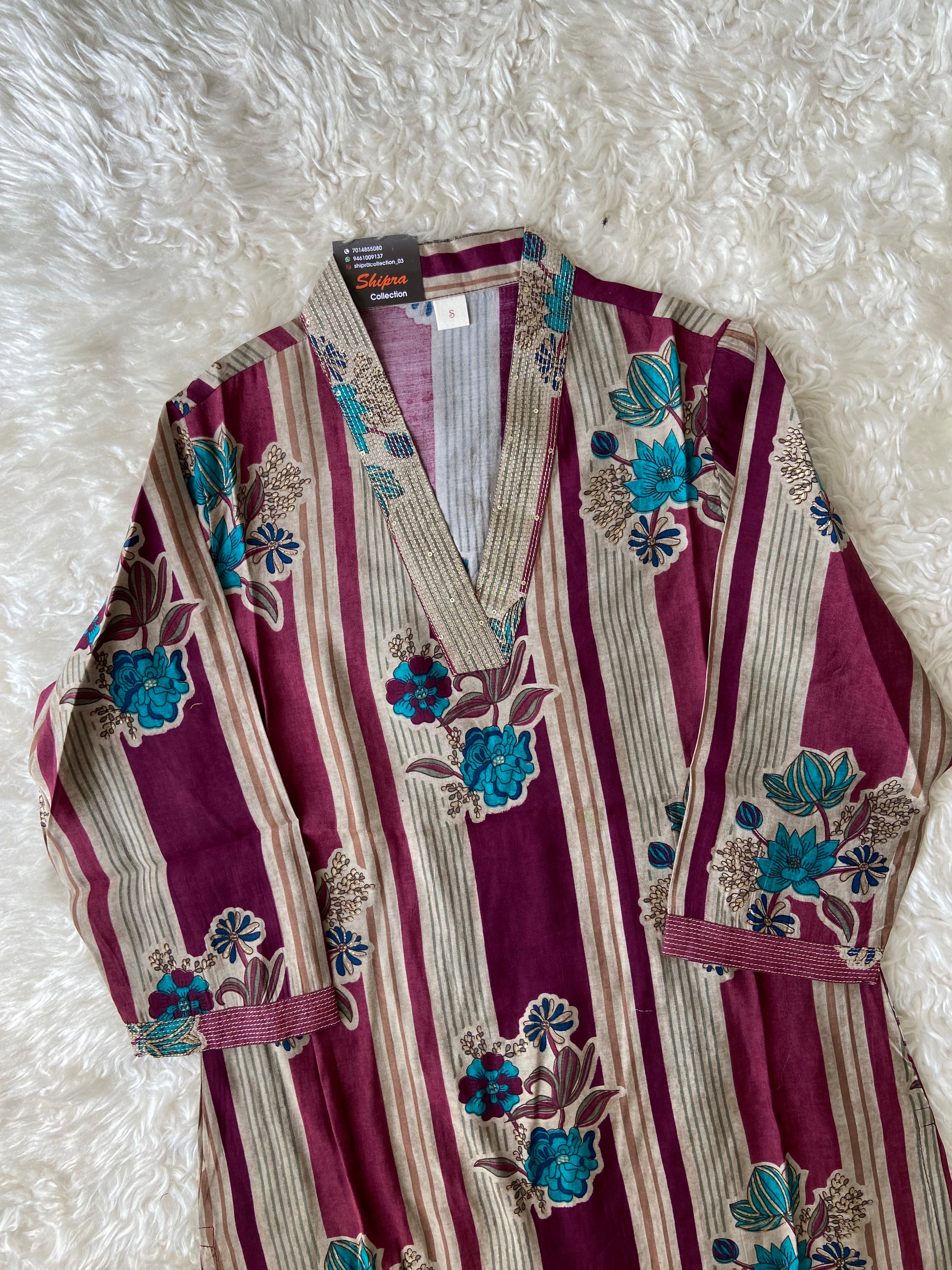 Muslin Silk Kurti Pant Dupatta Set