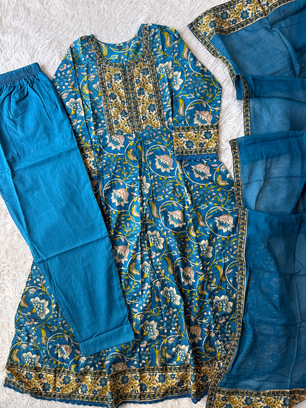 Budget Friendly FLARE Kurti Pant Dupatta Set