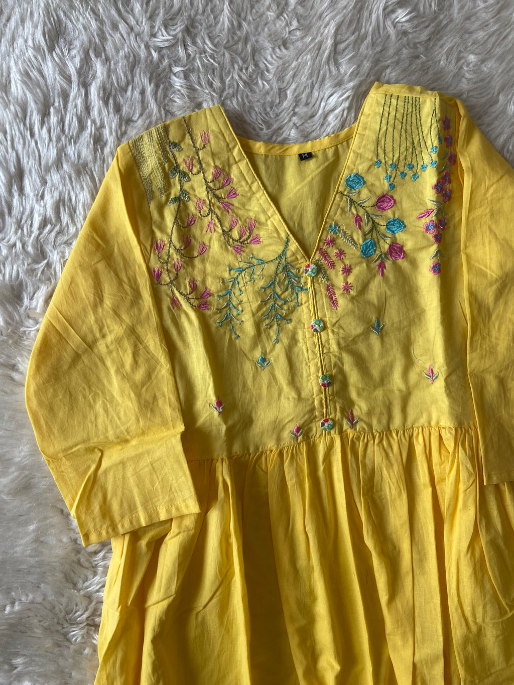 Cotton Thread Work Kurti Pant Set