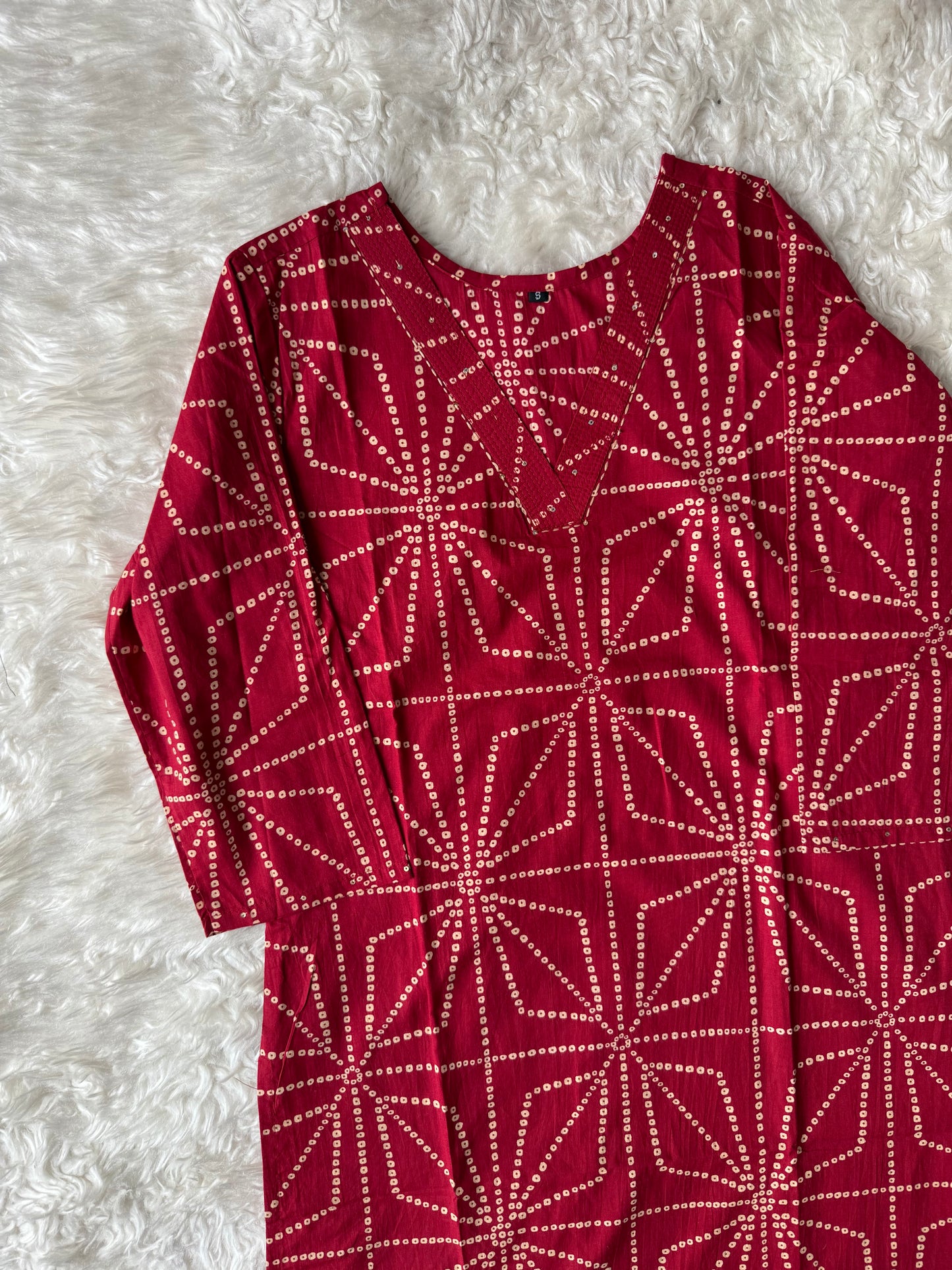 Premium Cotton Bandhej Kurti