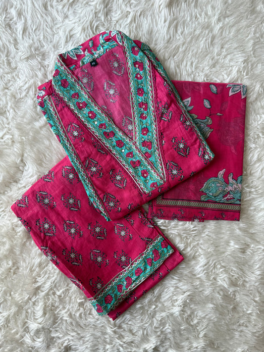 Budget Friendly Flare Kurti Pant Dupatta Set